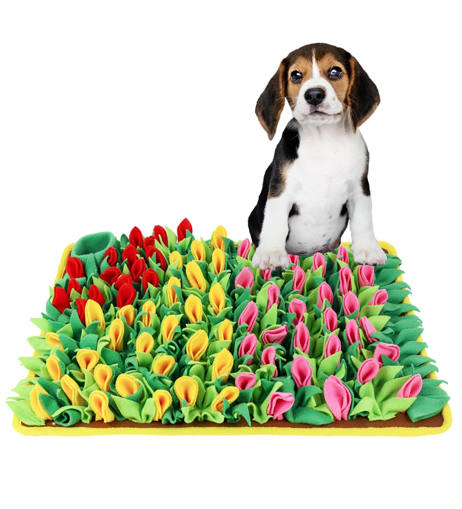 MHTTEC Dog Sniffing Mat Tulip Snuffle Mat for Dogs 60cm x 40cm Dog Nosework Feeding Mat Polar Fleece Interactive Dog Toys Enrichment Pet Foraging Mat for Smell Training and Slow Eating Flowering Shrubs 60cm*40cm - Buy Online on GoSupps.com