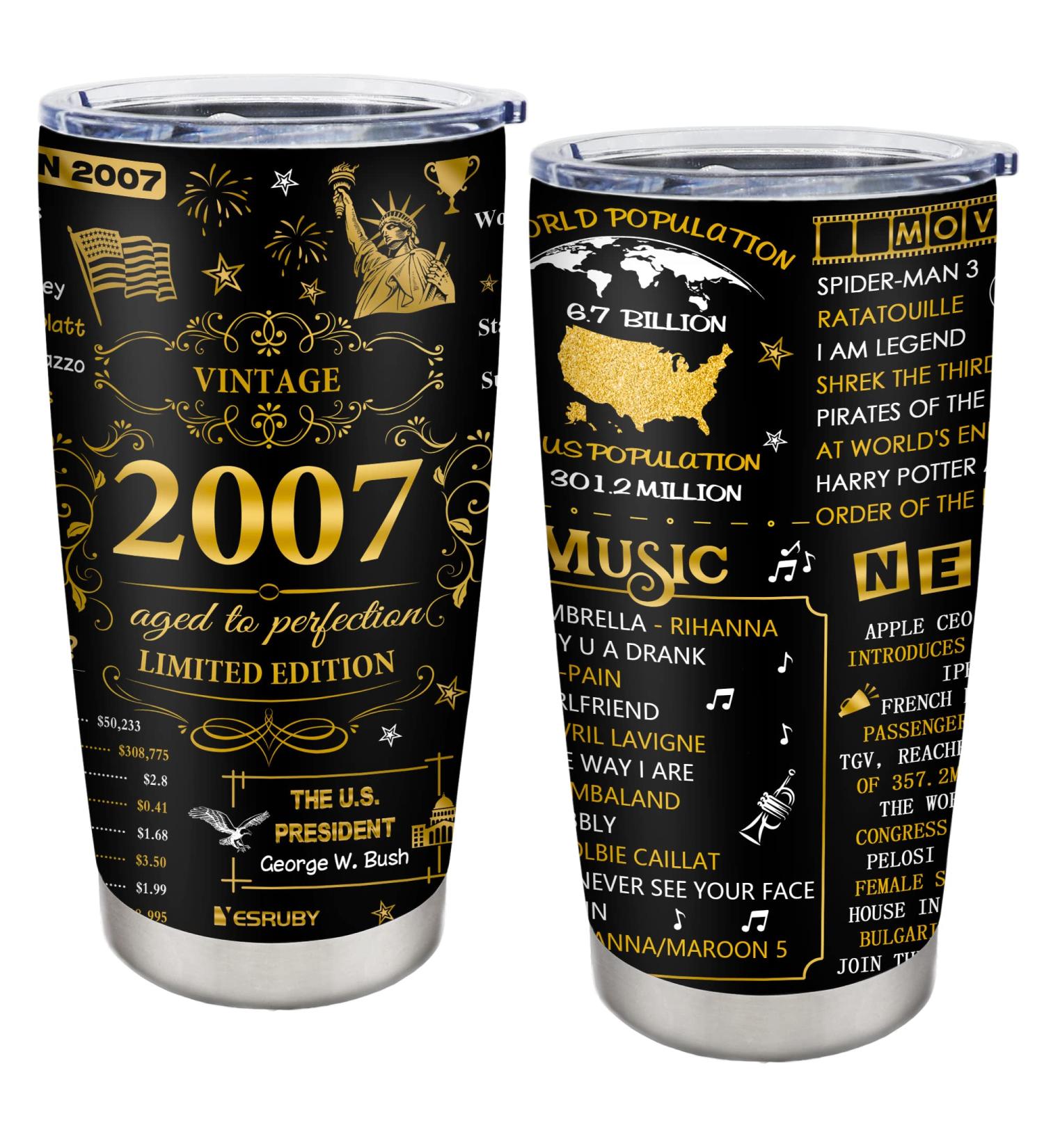 Sweet 16 Gifts for Boys - Yesruby 20oz Tumbler | 16th Birthday Decorations & 2007 Birthday Gifts - Buy Online on GoSupps.com