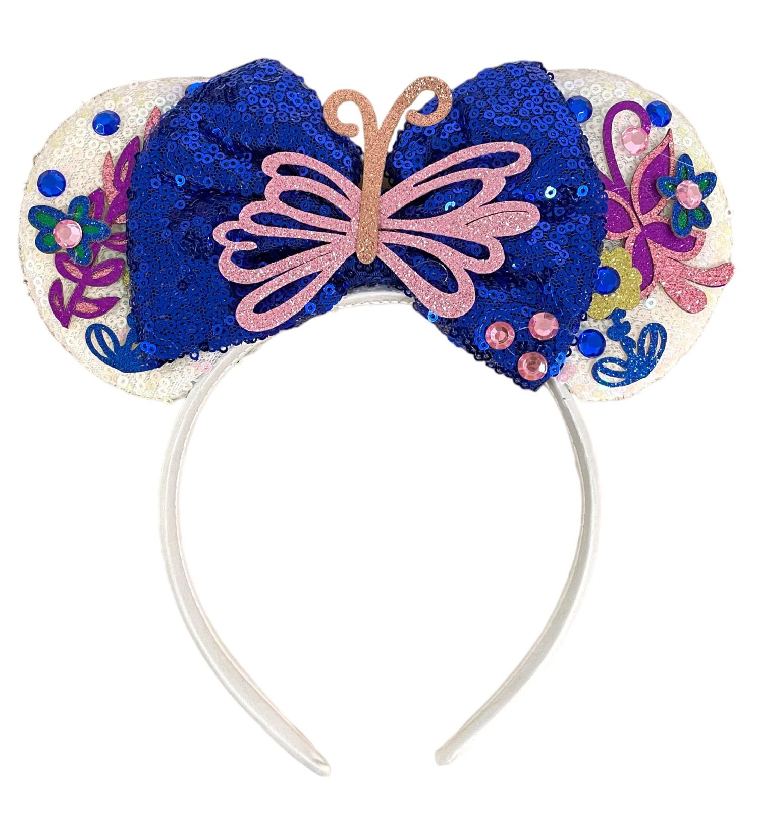 Encanto Mirabel & Isabella Sequin Minnie Mouse Inspired Alice Headband With Big 5" Sequin Top Bow Handmade White Blue - Buy Online on GoSupps.com