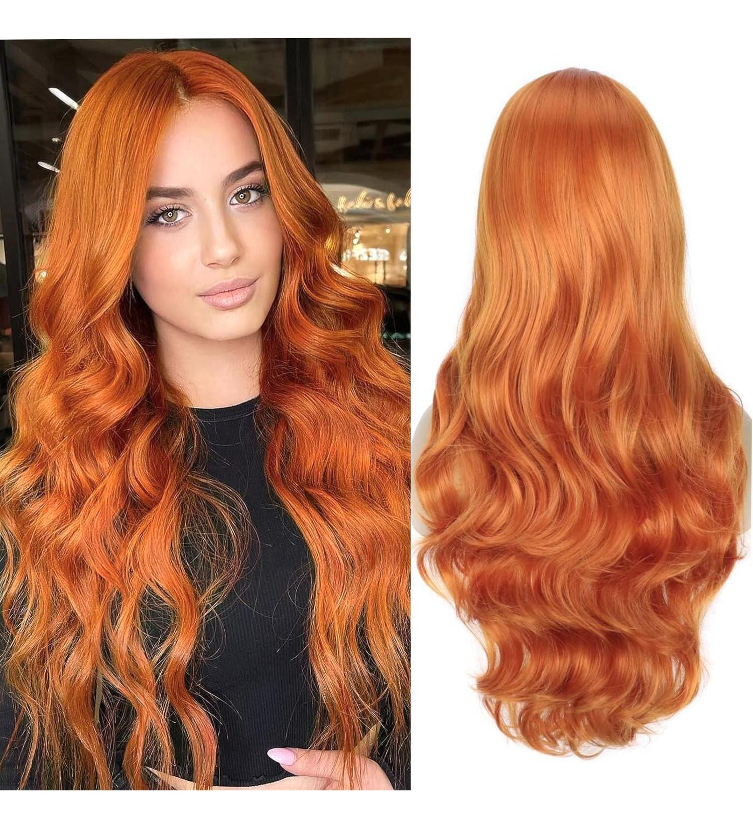 Colorfulpanda Long Wavy Orange Ginger Wig for Women - Realistic Synthetic Hair for Everyday and Halloween Parties - Buy Online on GoSupps.com