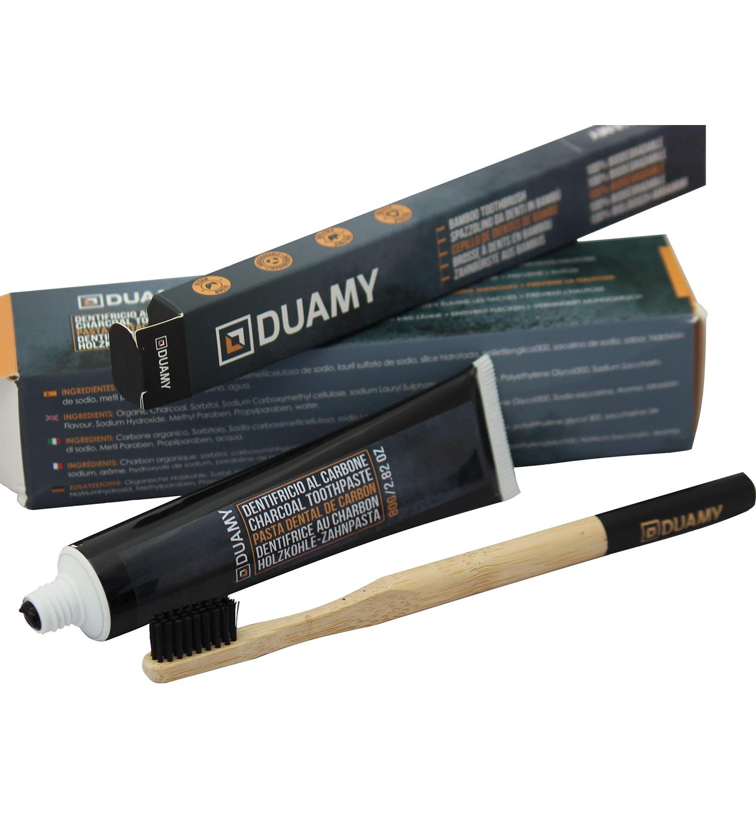 Duamy Activated Carbon Toothpaste for Whitening + Bamboo Toothbrush | Lightening & Brightening 80G - Buy Online on GoSupps.com