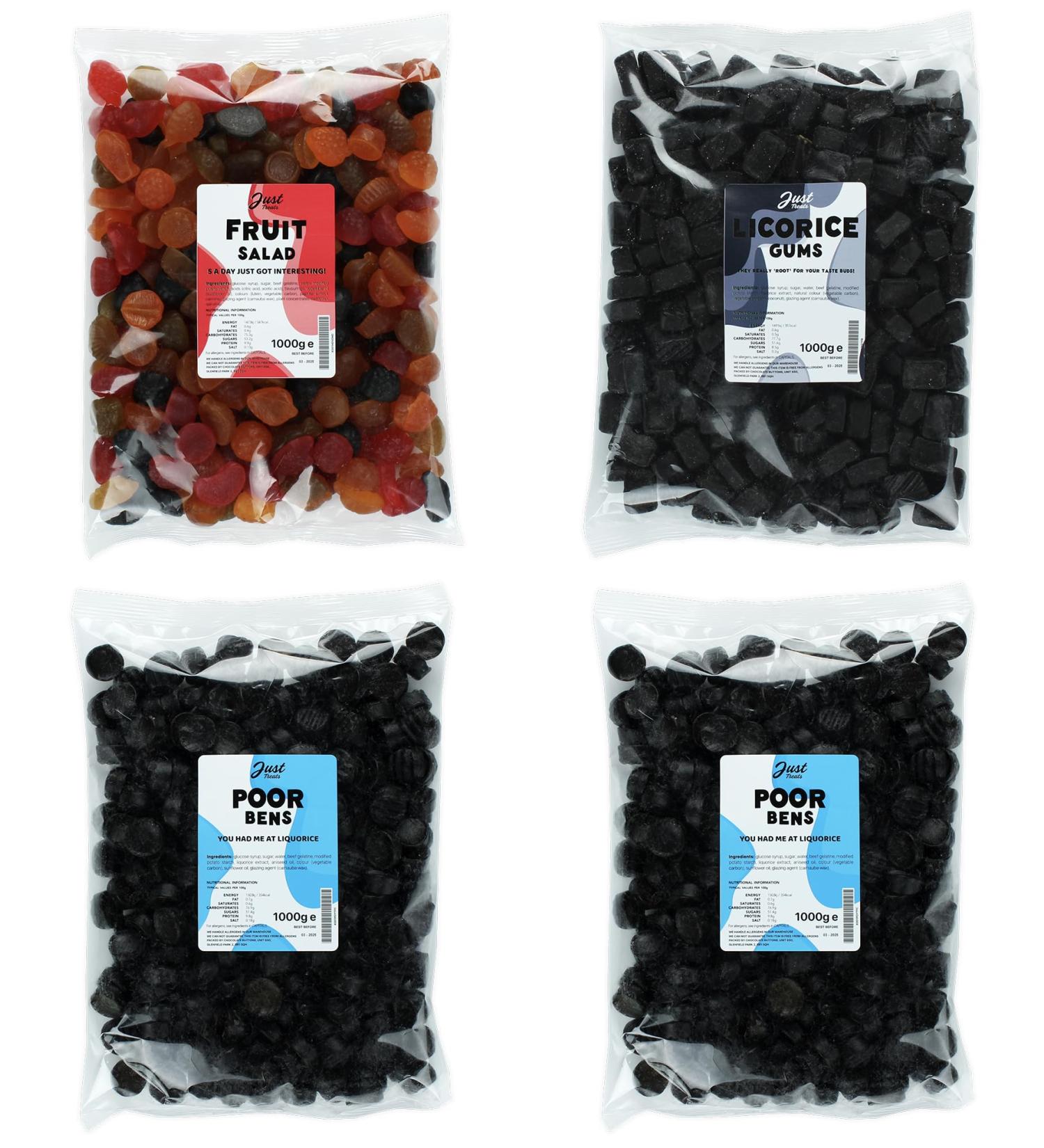 Lion Original Gums The Poor Bens Heritage Heap 1kg Quartet - Fruit Salad Liqorice Gums 2 x Poor Bens (4 x 1kg Party Bags) - 2 3 5 5 - Buy Online on GoSupps.com