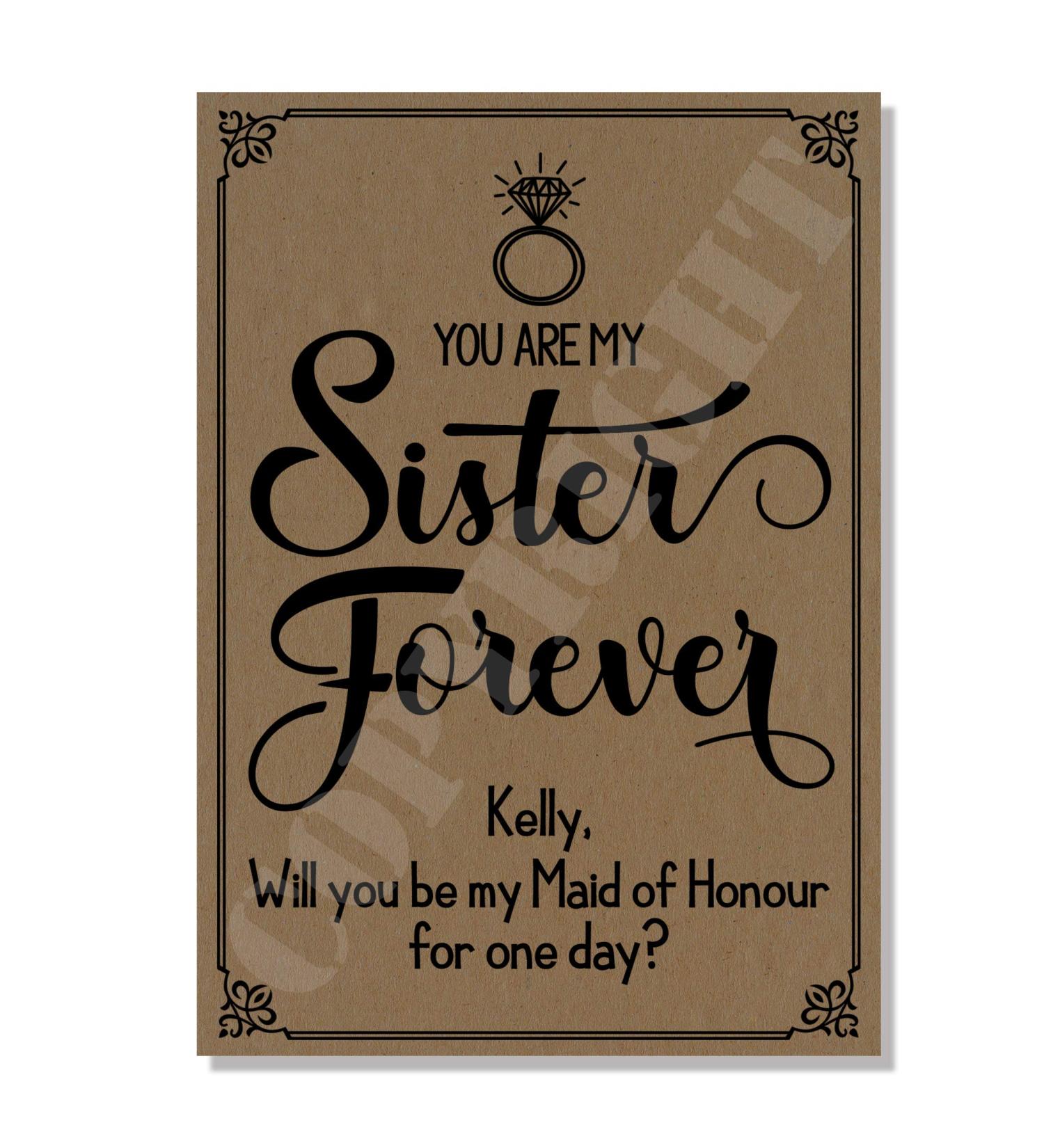 Funny Bridesmaid Proposal Cards - A6 Size | Will You Be My Maid Matron Flower Girl Usher Page Boy - Sister Forever Power Paper 280 G/M  - Buy Online on GoSupps.com
