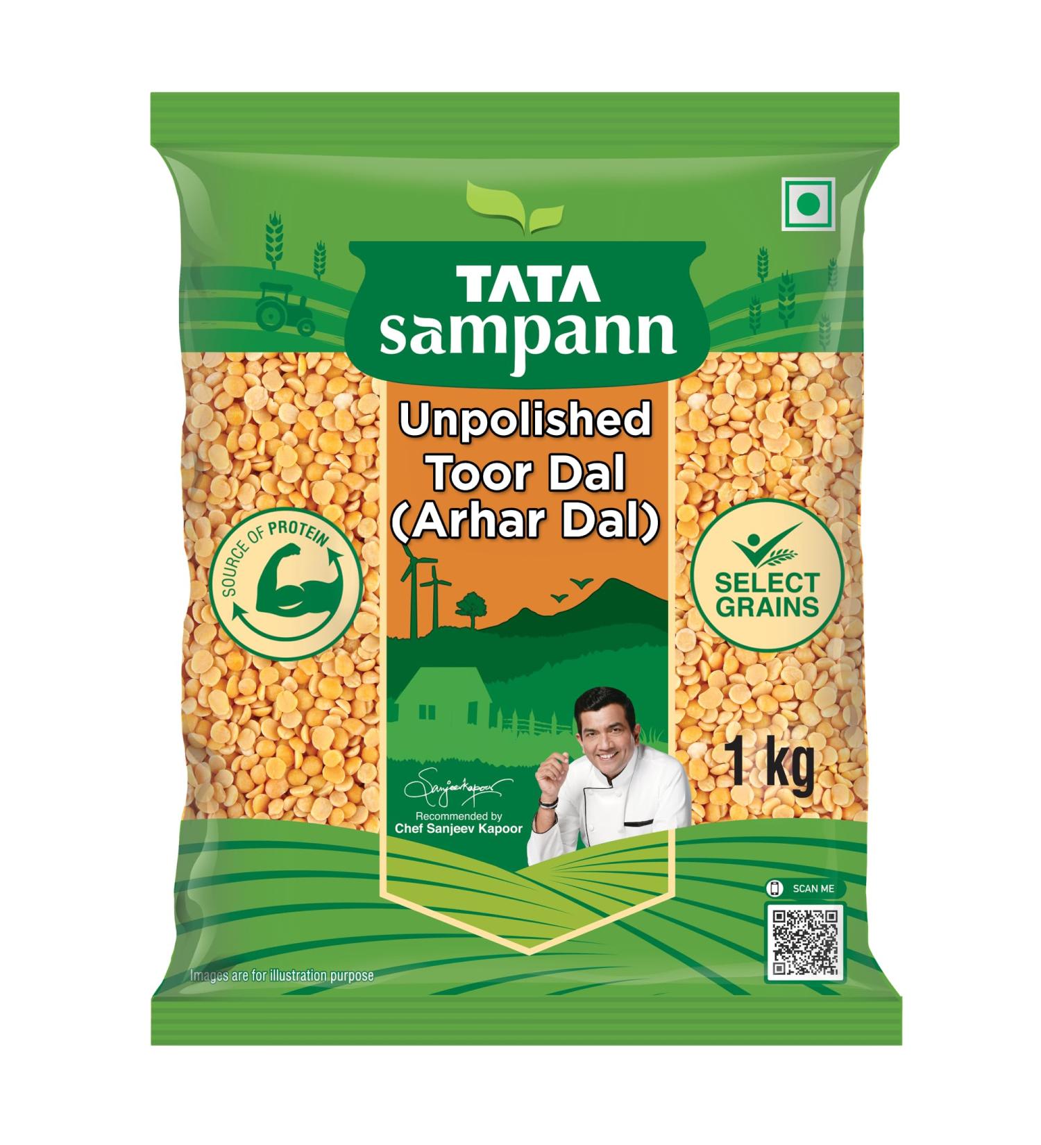 Tata Sampann Premium ongepolijst Toor Dal Arhar Dal 1kg - Buy Online on GoSupps.com