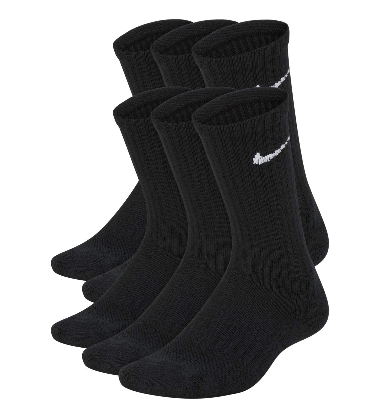 Nike Kids' Everyday Cushion Crew Socks (6 Pairs) - Black/White - Small - Buy Online on GoSupps.com