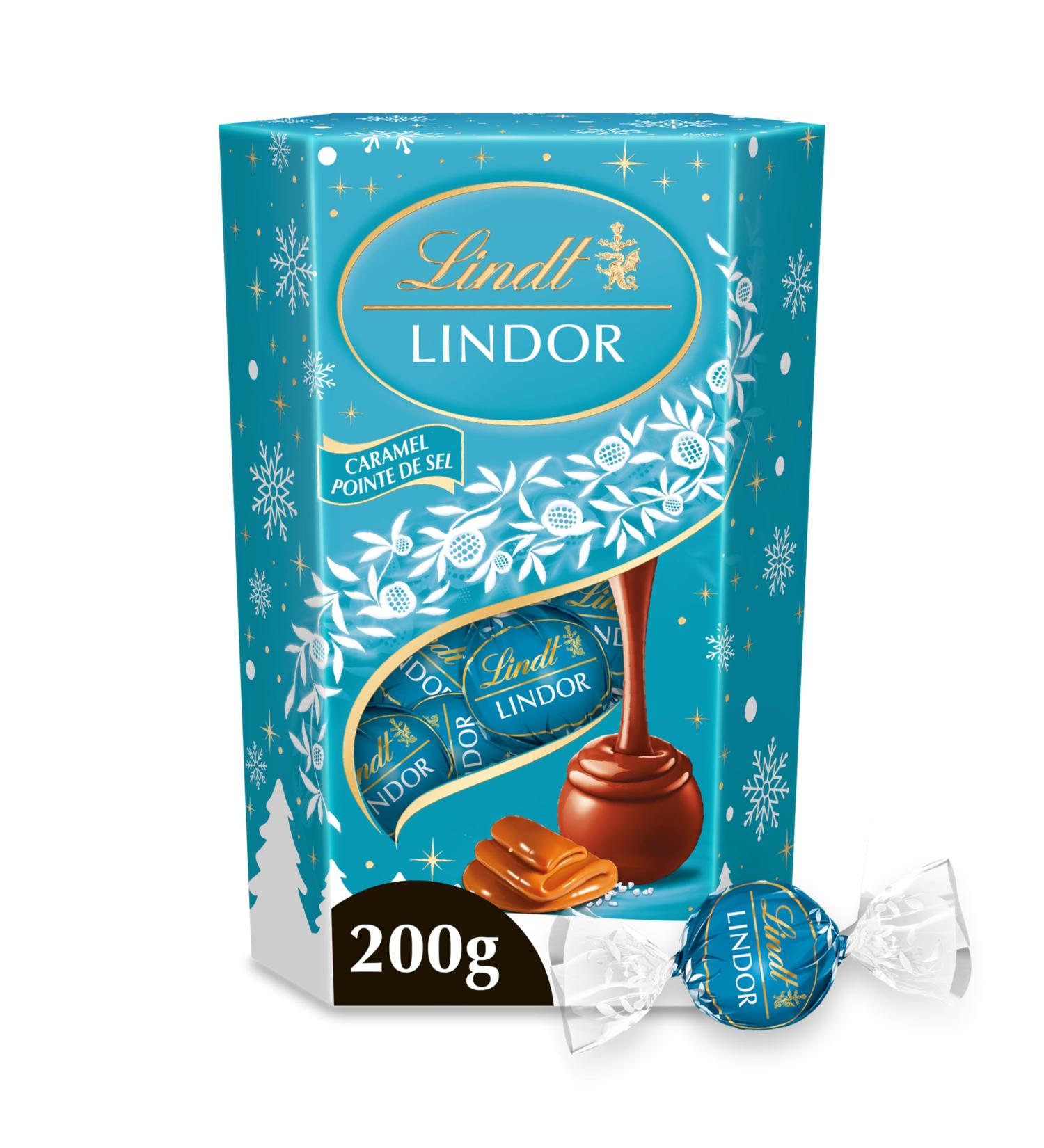 Lindt - Cornet LINDOR - Assortiment de Chocolats Caramel Pointe de Sel - C ur fondant - Optimal pour No l 200g marron et blanc 200g - Buy Online on GoSupps.com