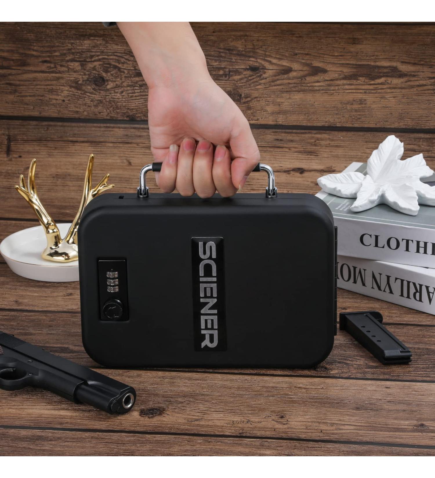 Portable Handgun Safe with Mechanical Lock - High Strength Steel Case for Home, Car, Travel - SCYH300 - Buy Online on GoSupps.com
