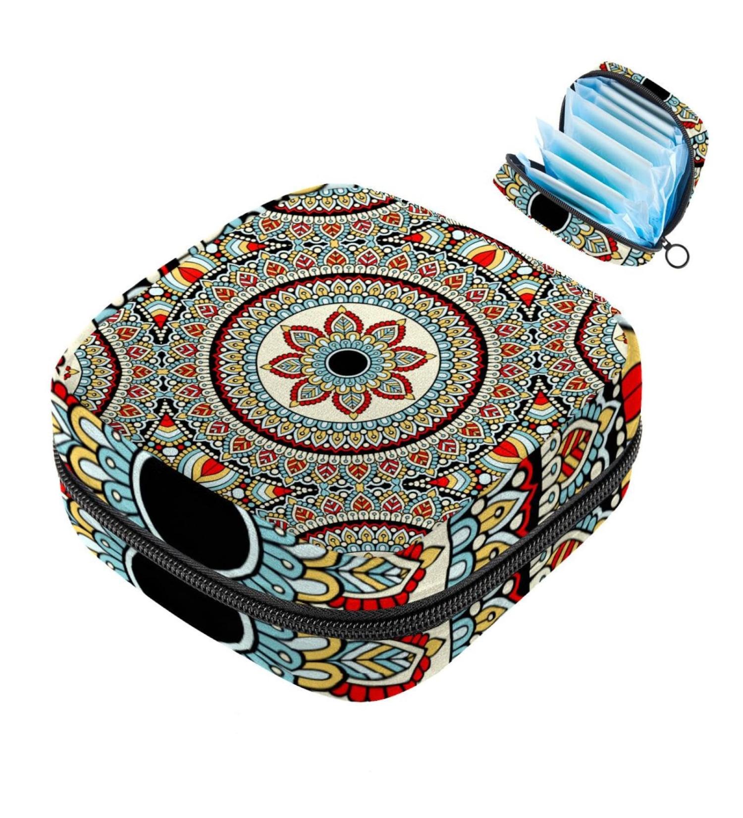 Stylish Portable Women's Binding Storage Bags for Menstrual Cups Pads & Tampons - Perfect for Teen Girls | Mandala & Psychedelic Henna Designs - Buy Online on GoSupps.com