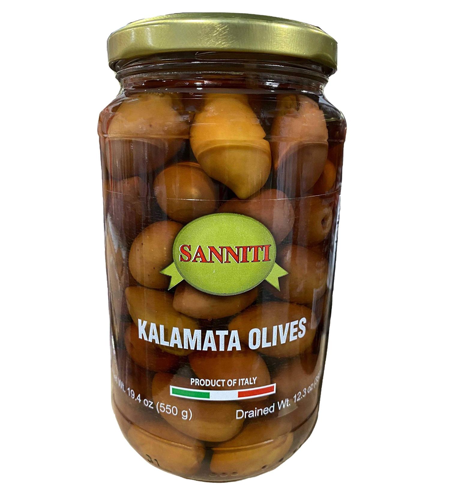 Sanniti Italian Kalamata Whole Olives 19.4 oz (550 g) - Authentic Mediterranean Flavor - Buy Online on GoSupps.com