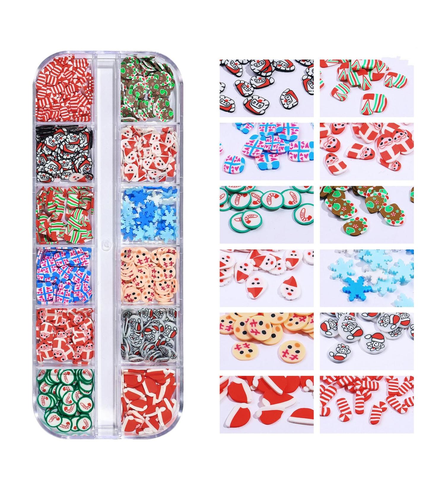 Christmas Soft Pottery Pieces Winter Festive Nail Jewelry DIY Handmade Material Nail Jewelry 12 plaid soft ceramic Christmas ornaments - Buy Online on GoSupps.com