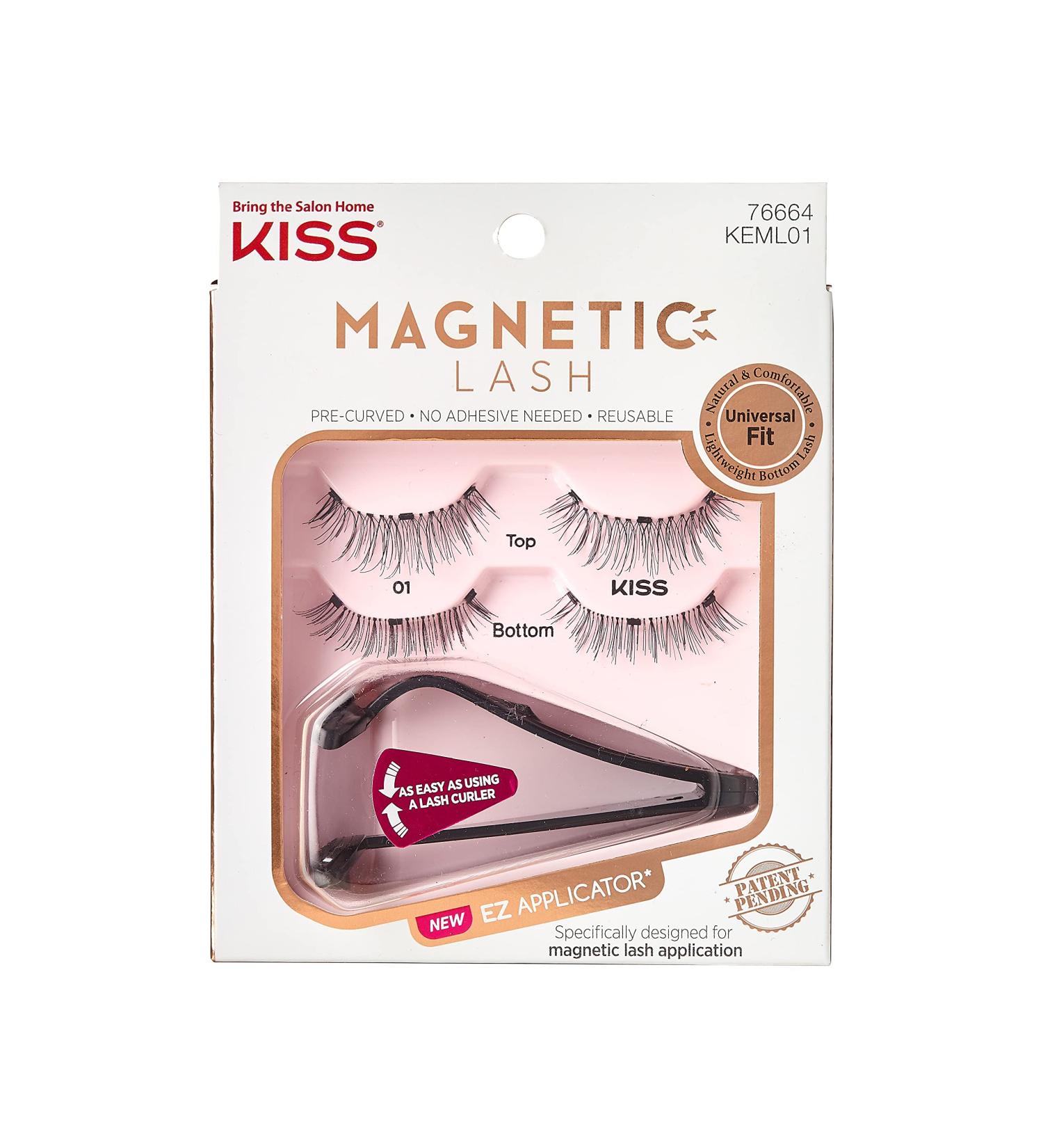 KISS Magnetic Lash 01 - Synthetic False Eyelashes with Magnets - Reusable & Lightweight - No Glue Needed - Cruelty Free - Includes Lash Applicator - Buy Online on GoSupps.com