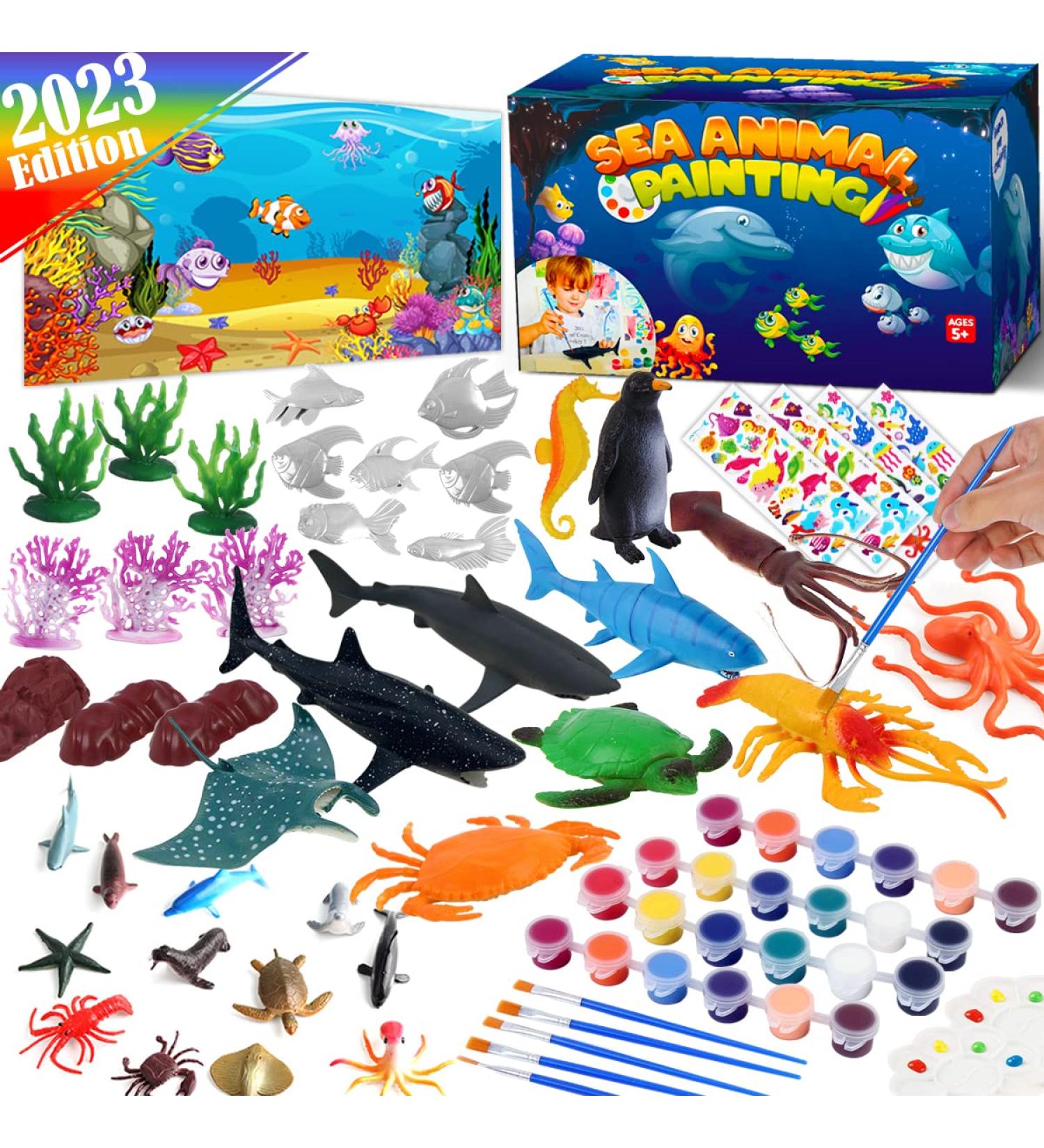 FUNZBO Ocean Sea Animals Paint Set - DIY Toddler Art Kit with Paint Supplies - Kids Painting Kit for Ages 4-8 - Boys and Girls - X-Large - Buy Online on GoSupps.com