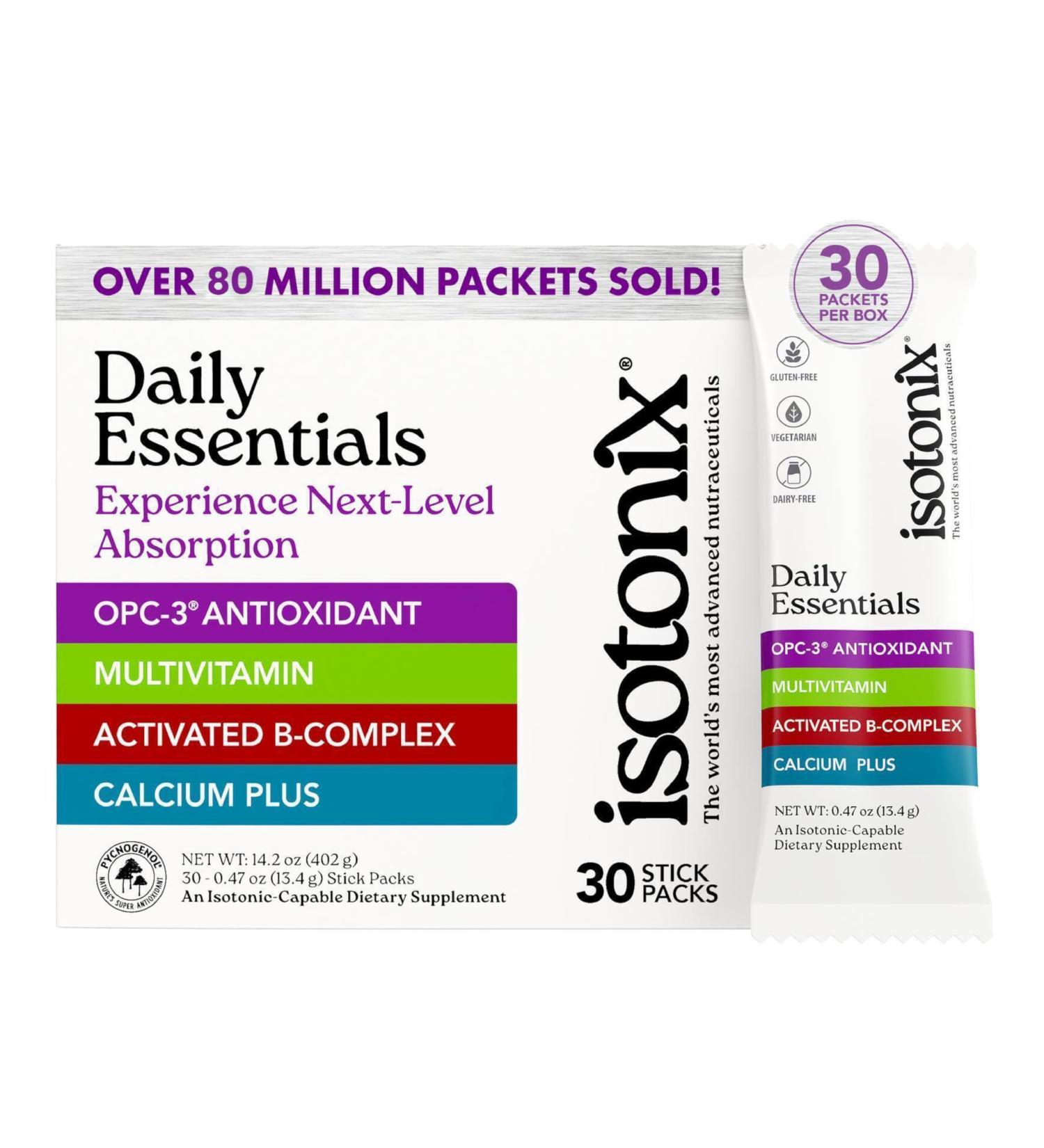 Isotonix Daily Essentials Multivitamin Powder Packets 4-in-1 Formula with Multivitamin, Activated B-Complex, Calcium Plus & OPC-3 with Pycnogenol Isotonic Delivery Gluten Free-30 Packets - Buy Online on GoSupps.com
