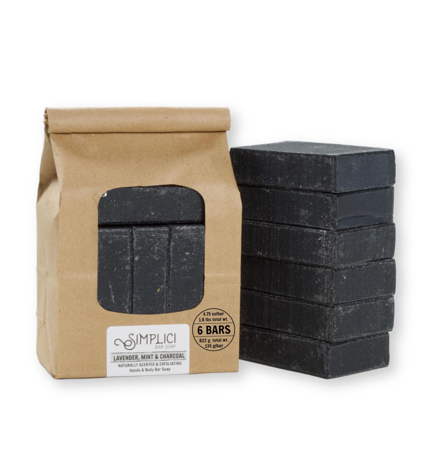 Buy Lavender Mint & Charcoal Natural Soap - 6 Bar Value Bag | Palm Free Smooth & Pure Essential Oils - International Shipping Available - Buy Online on GoSupps.com