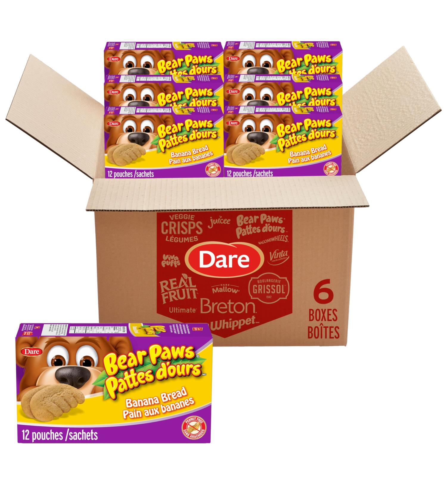 Bear Paws Banana Bread Cookies (Pack of 6) - Soft Cookie Snack Packs Family Size Peanut Free School Snacks 6x480g 72 pouches Banana Bread 480 g (Pack of 6) - Buy Online on GoSupps.com