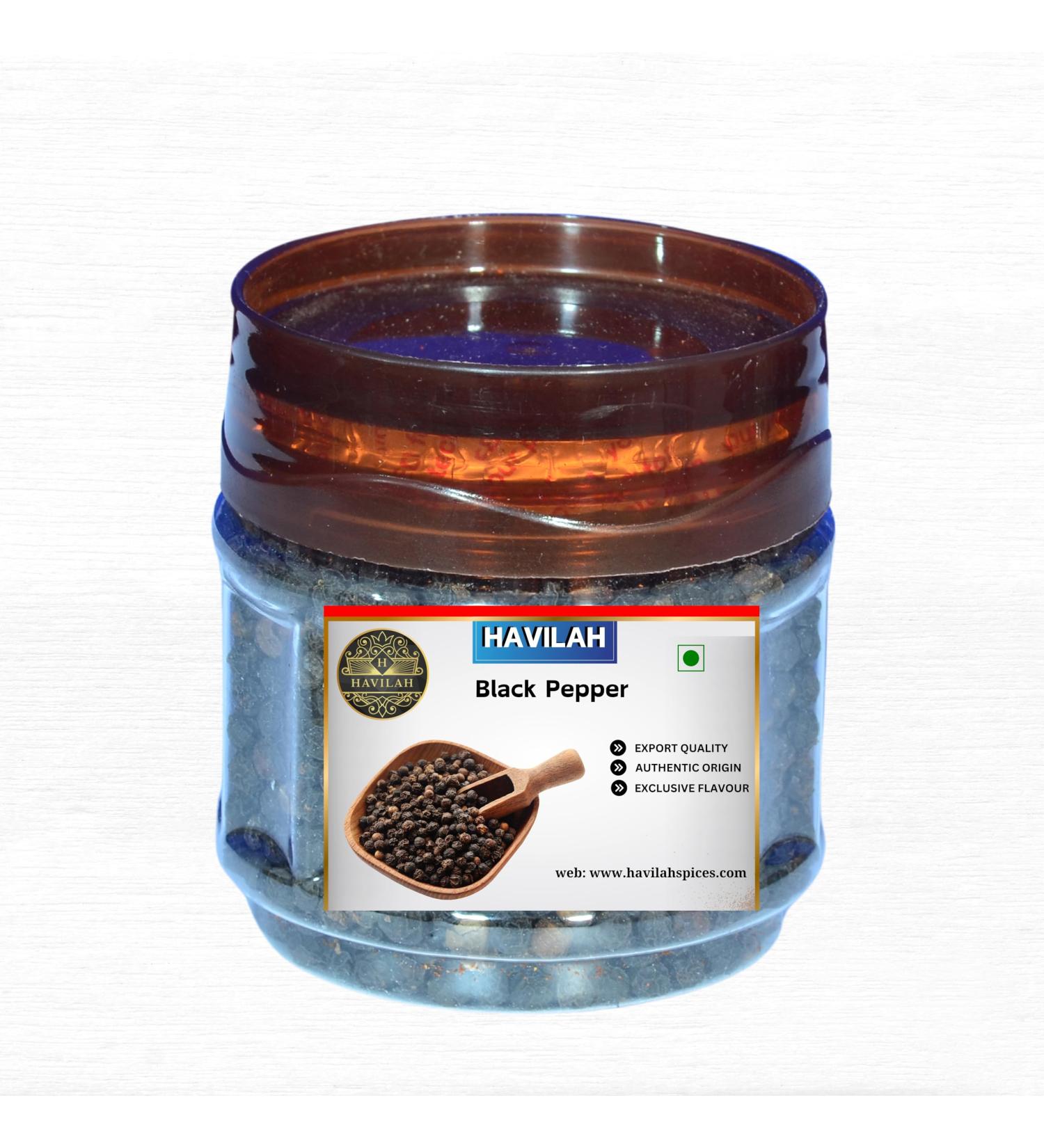 Havilah Black Pepper 920 gm - Premiaum Quality Whole Spices Kali Mirch Black Peppercorns Perfect for Grinding and Seasoning Rich Flavor Freshly Packed Pepper Whole - Buy Online on GoSupps.com