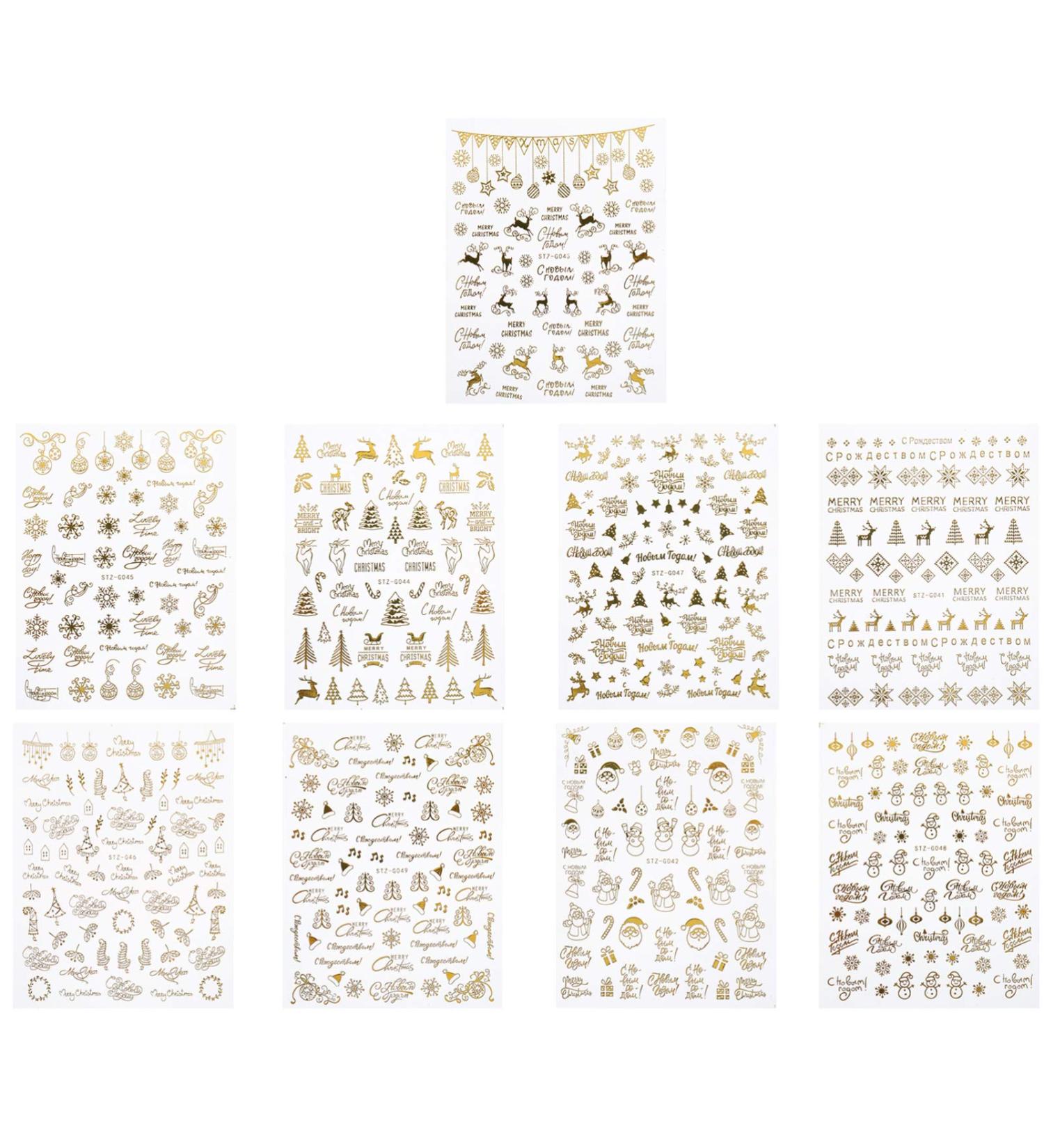 9 Sheets Nail Art Stickers Christmas Nail Sequins Christmas Transfers Sticker Christmas Nail Glitter Nail Art Decoration Cartoon Stickers Cartoon Nail Decals 3d Nail Stickers Flash - Buy Online on GoSupps.com