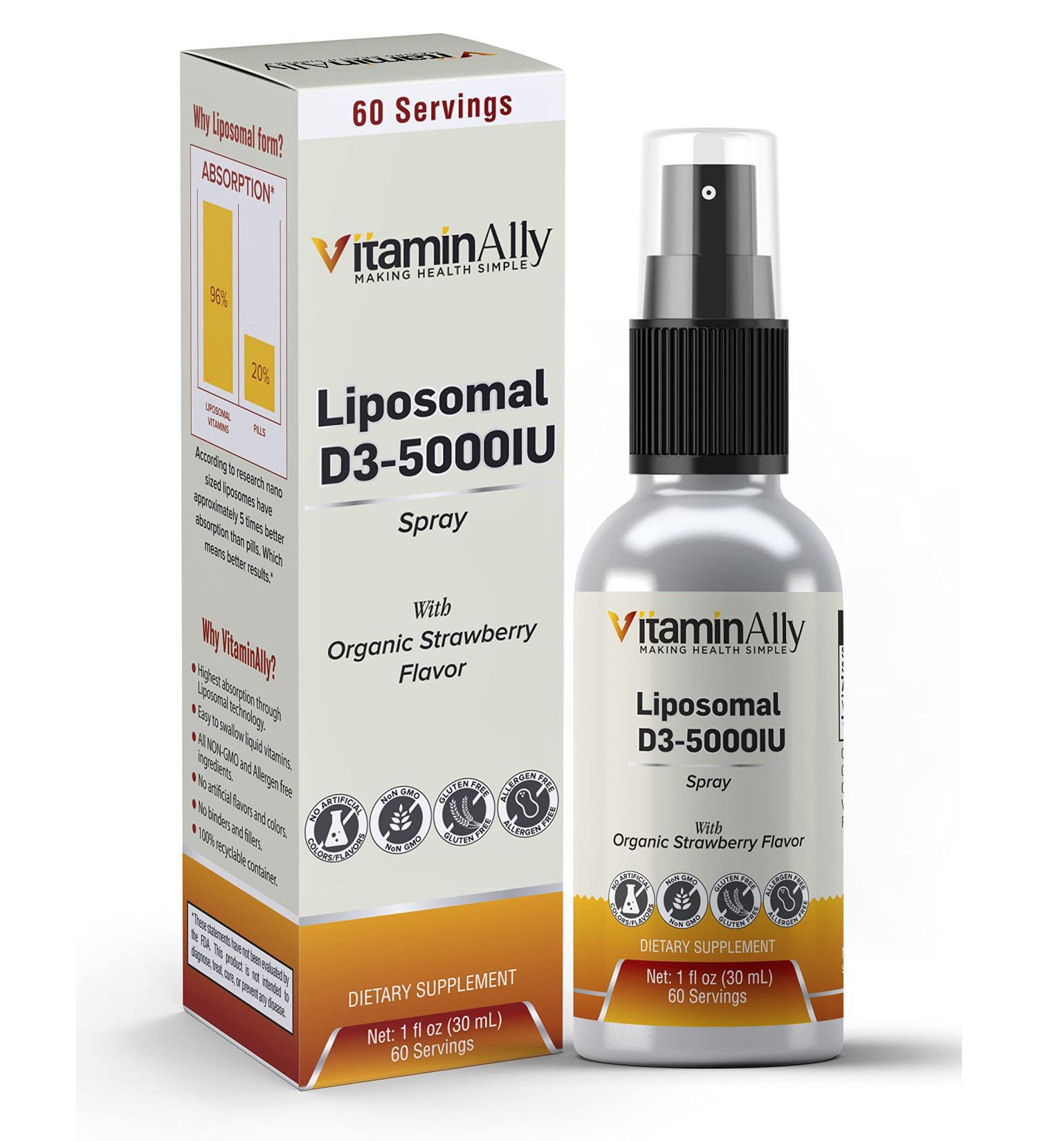 Liposomal Liquid Vitamin D3-5000IU Spray | 2 Month Supply |1 fl oz | Non-GMO | Sugar Free| Gluten Free | Travel Friendly | Supports Bone Health Immune System and Healthy Mood - Buy Online on GoSupps.com