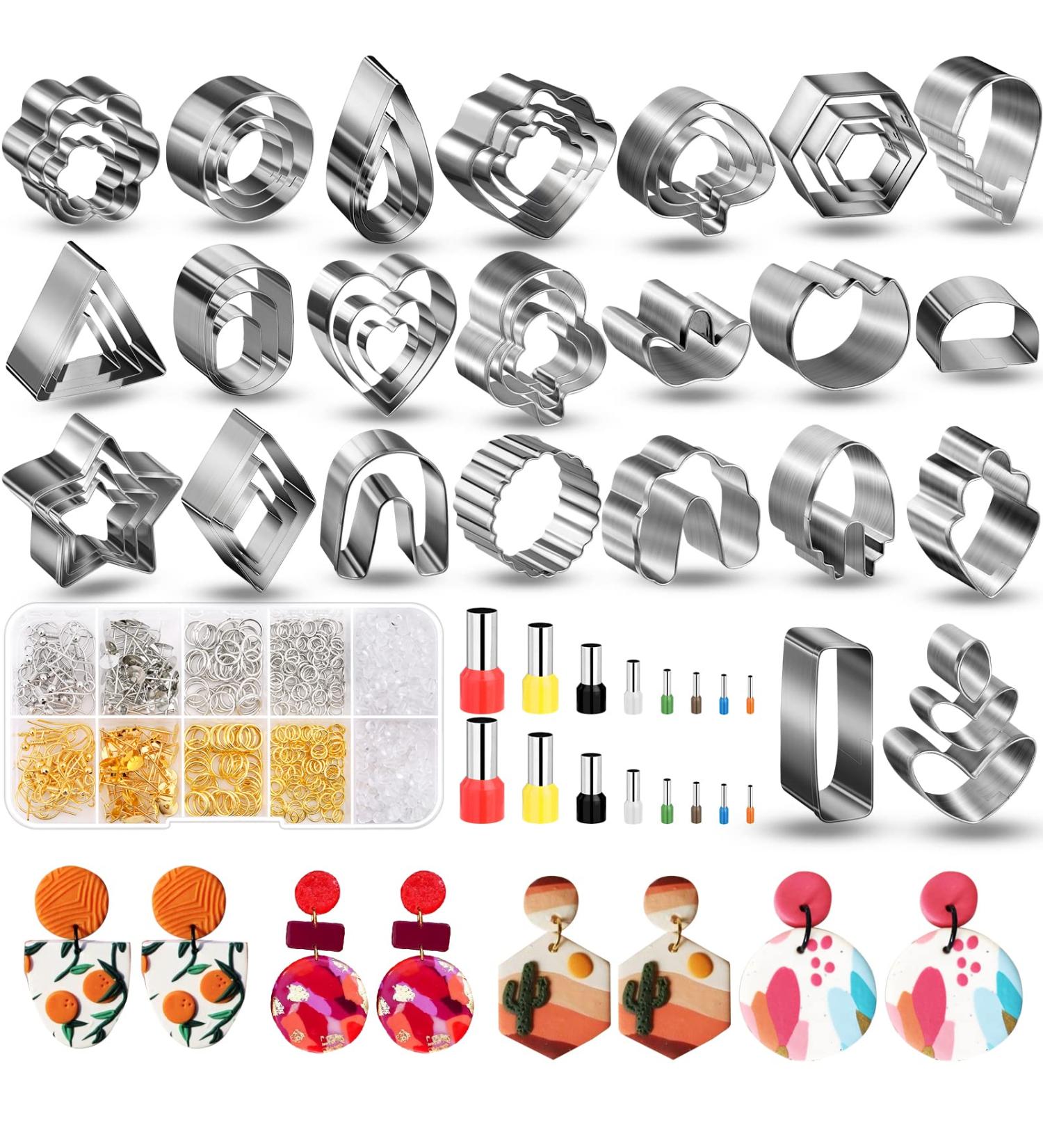 705 PCS Polymer Clay Cutter Set with 49 Stainless Steel Tools - Earrings Making Kit with 640 Jewelry Accessories and 16 Circle Earring Cutters - Buy Online on GoSupps.com