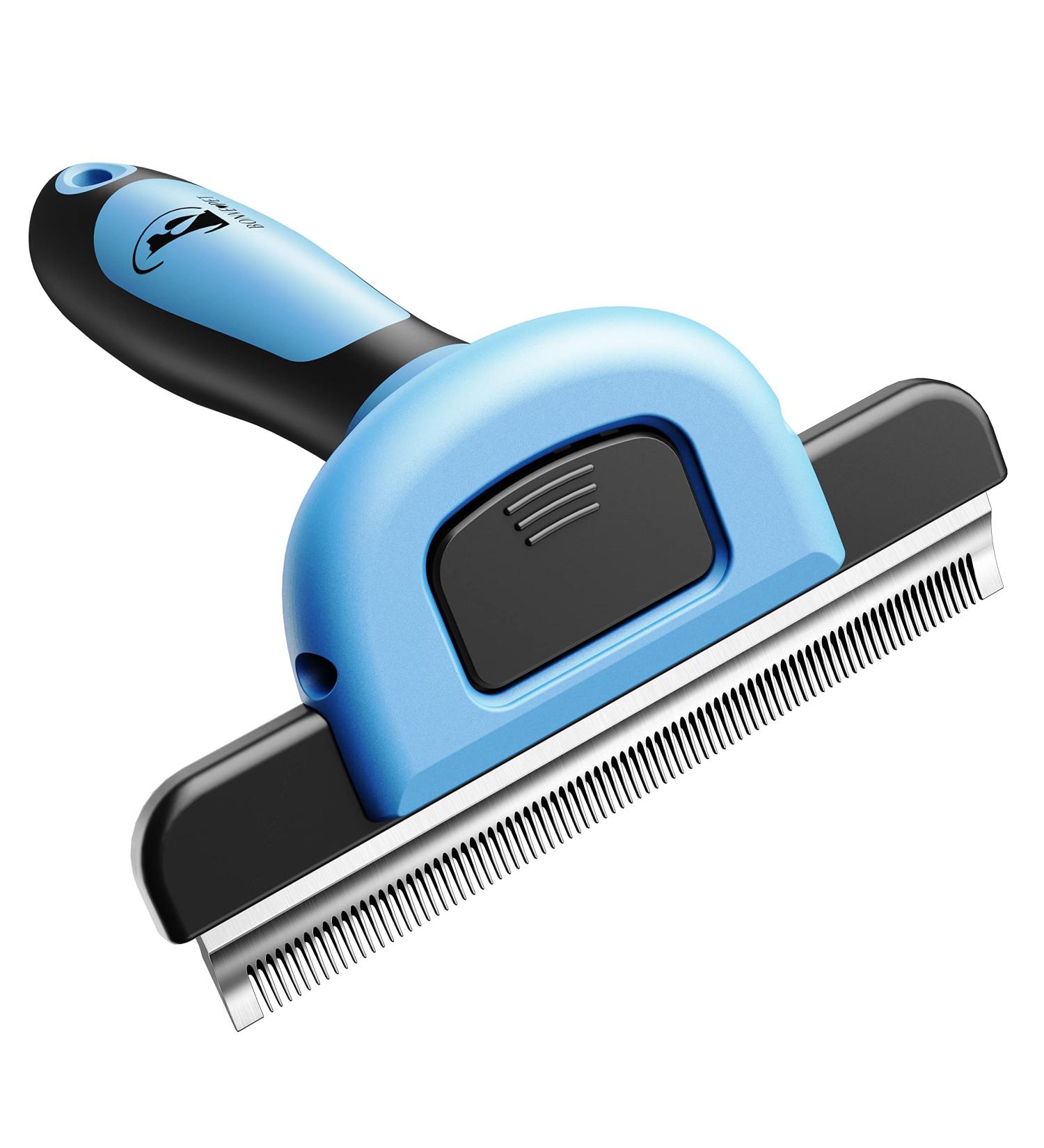 Bonve Pet Deshedding Tool - Dog & Cat Grooming Brush for Shedding - Reduces Hair by Up to 95% - Blue - Buy Online on GoSupps.com