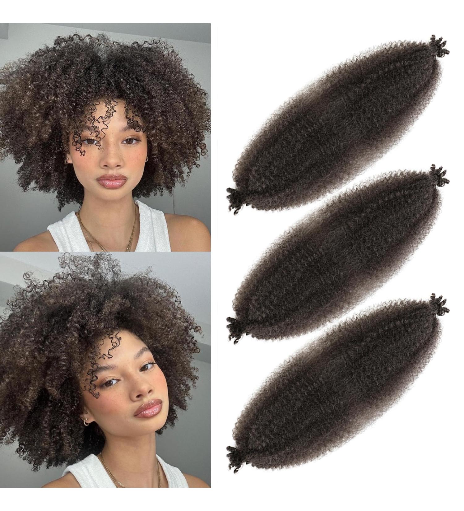 LPARMJIT Springy Afro Twist Hair 16-inch - Kinky Marley Twist Extensions for Soft Butterfly Locs - Pre-Fluffed (Pack of 3 Color 4#) - Buy Online on GoSupps.com