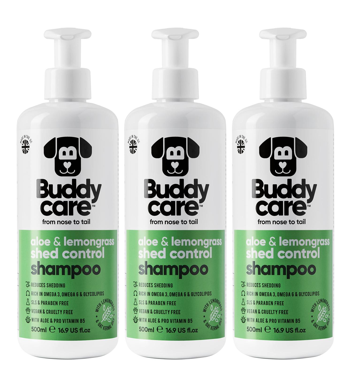 Buy BuddyCare Fell Care Shampoo for Dogs Aloe Vera & Pro-Vitamin B5 Hair Loss Control | 500ml x 3 International Shipping Available - Buy Online on GoSupps.com