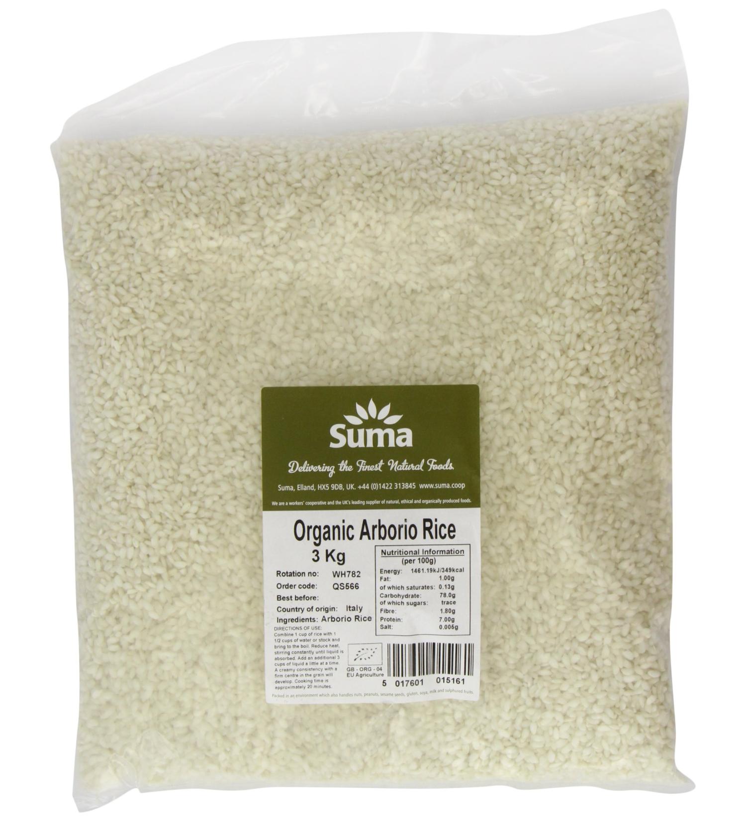 Suma Organic Arborio Rice 3 kg - Premium Italian Rice for Risottos and Recipes - Buy Online on GoSupps.com