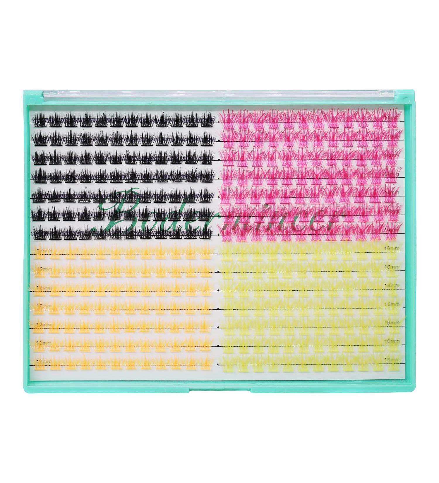 Buy Bodermincer 336 Clusters D Curl False Eyelashes - 10-12-14-16mm Mixed Colors | Volume Lashes Set for DIY Extensions - Buy Online on GoSupps.com