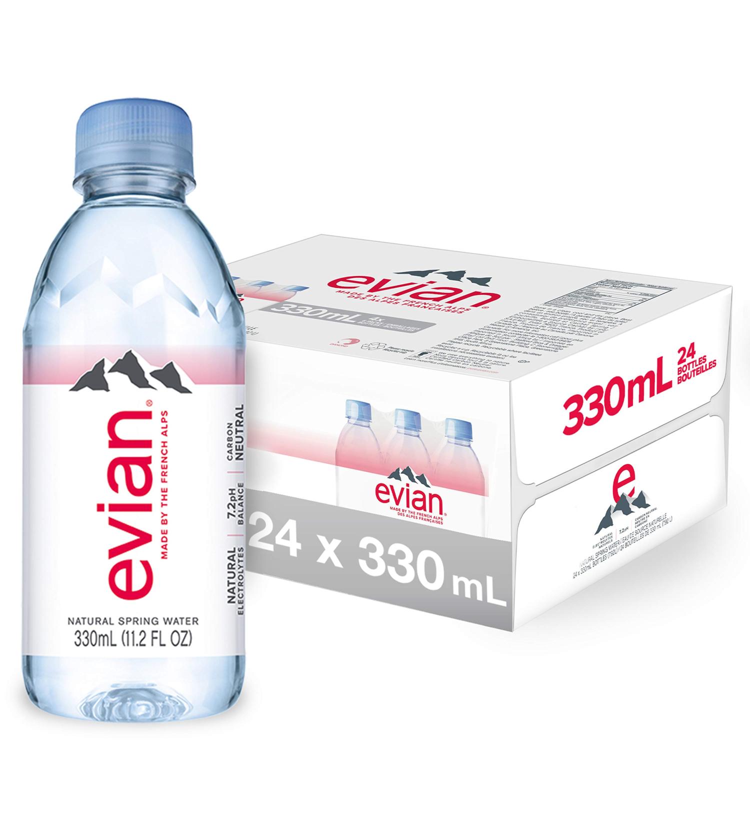 evian Natural Spring Water 330 mL/11.2 Fl Oz (Pack of 24) Mini-Bottles - Pure and Refreshing Small Water Bottles - Buy Online on GoSupps.com