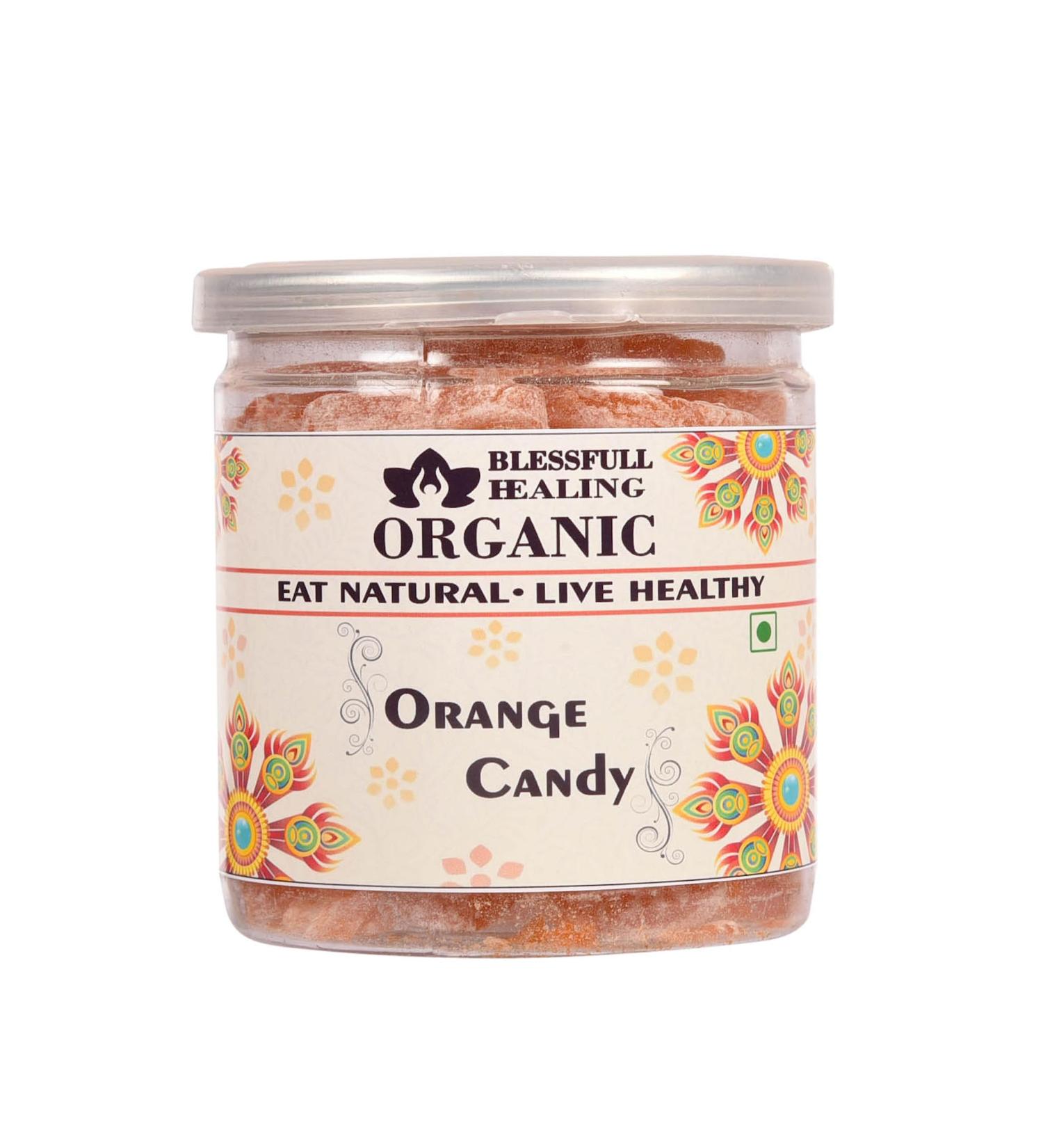 Blessfull Healing Organic Orange Candy 400 Gram Airtight Container (Packing May Vary)