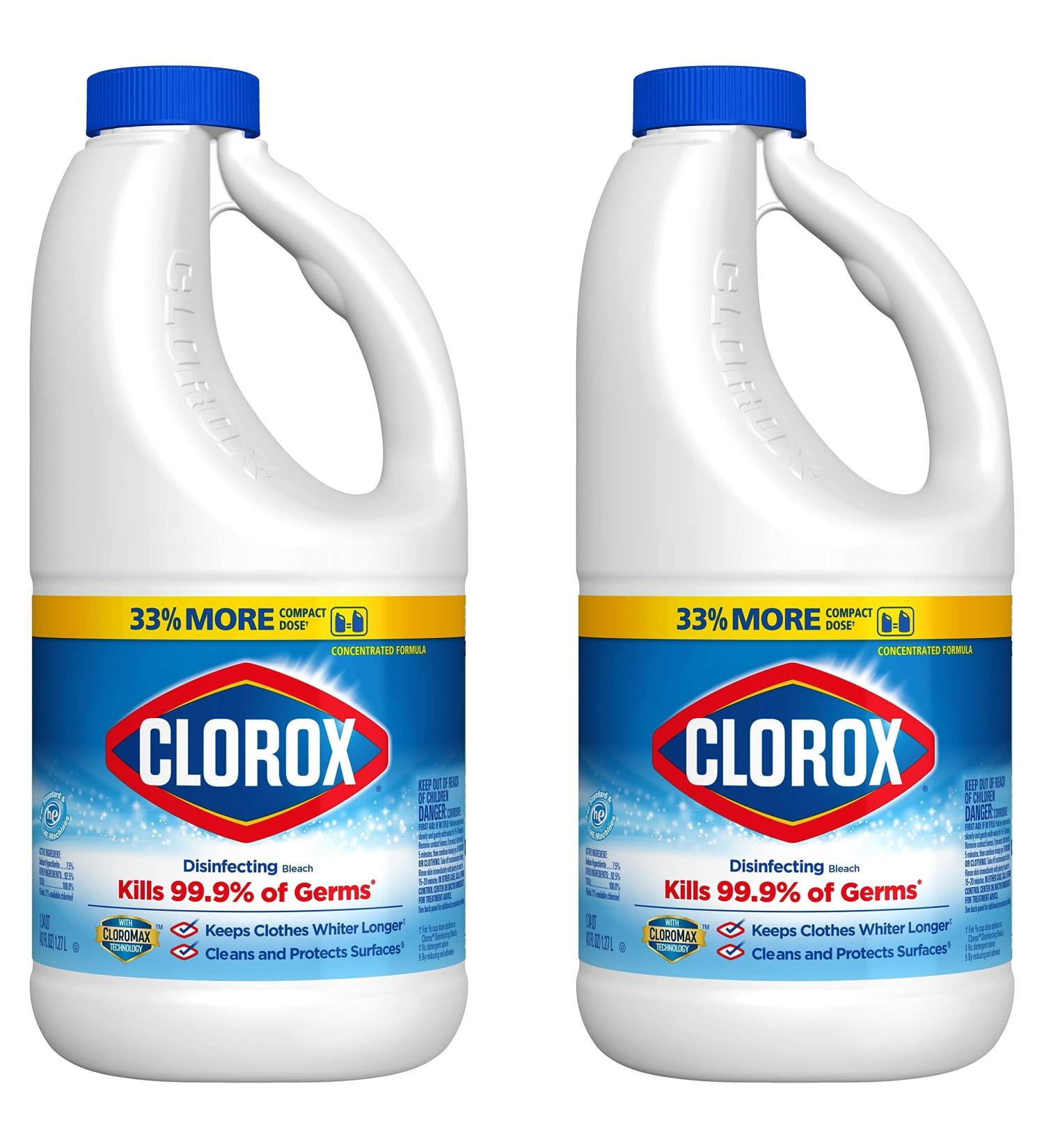 Clorox Splash-Less Bleach, Concentrated Formula, Clean Linen, 40 Ounce Bottle - Pack of 2 (Package May Vary)
