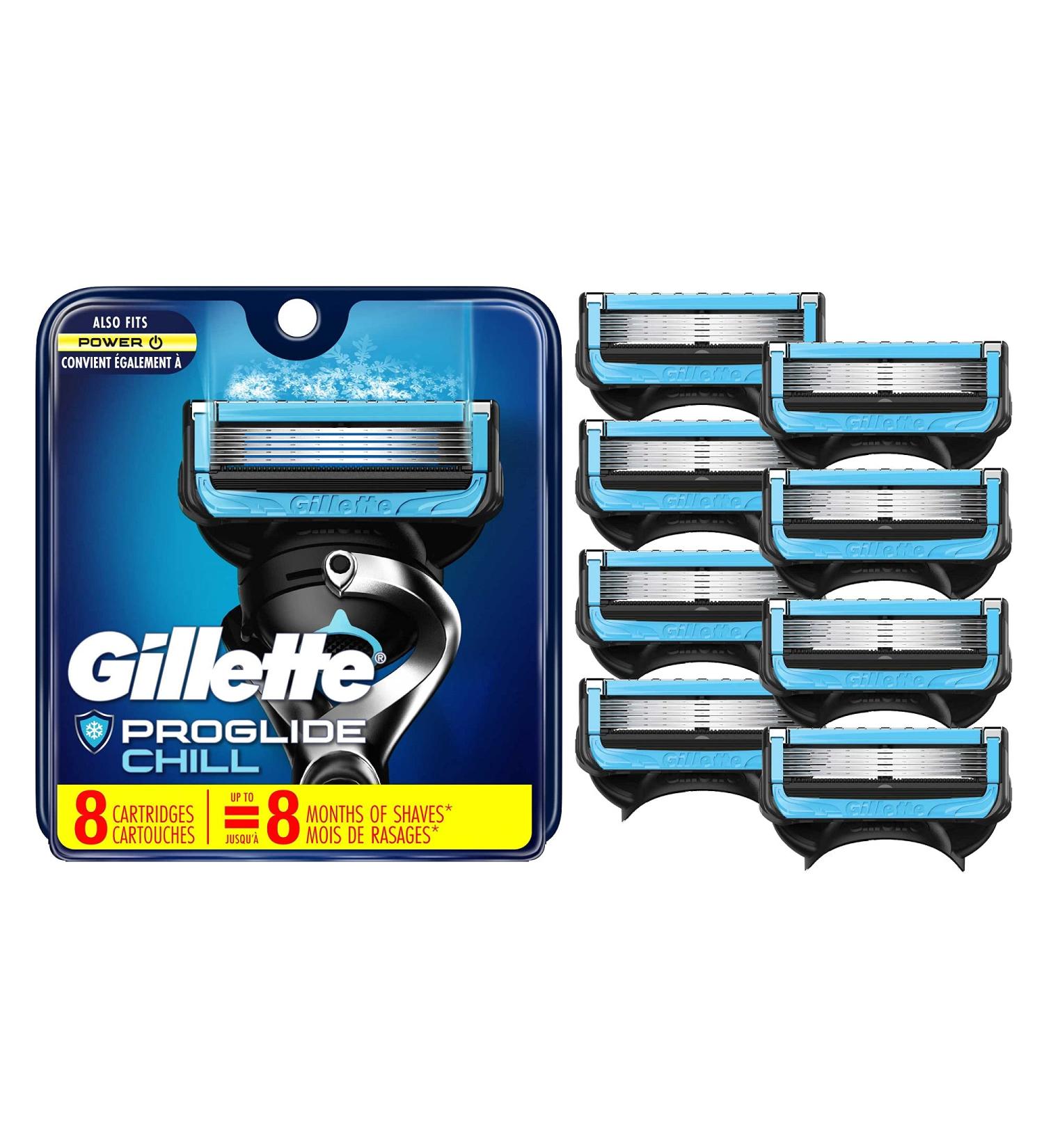 Gillette ProGlide Chill Razor Blade Refills - 8 Count with Cooling Technology - Buy Online on GoSupps.com