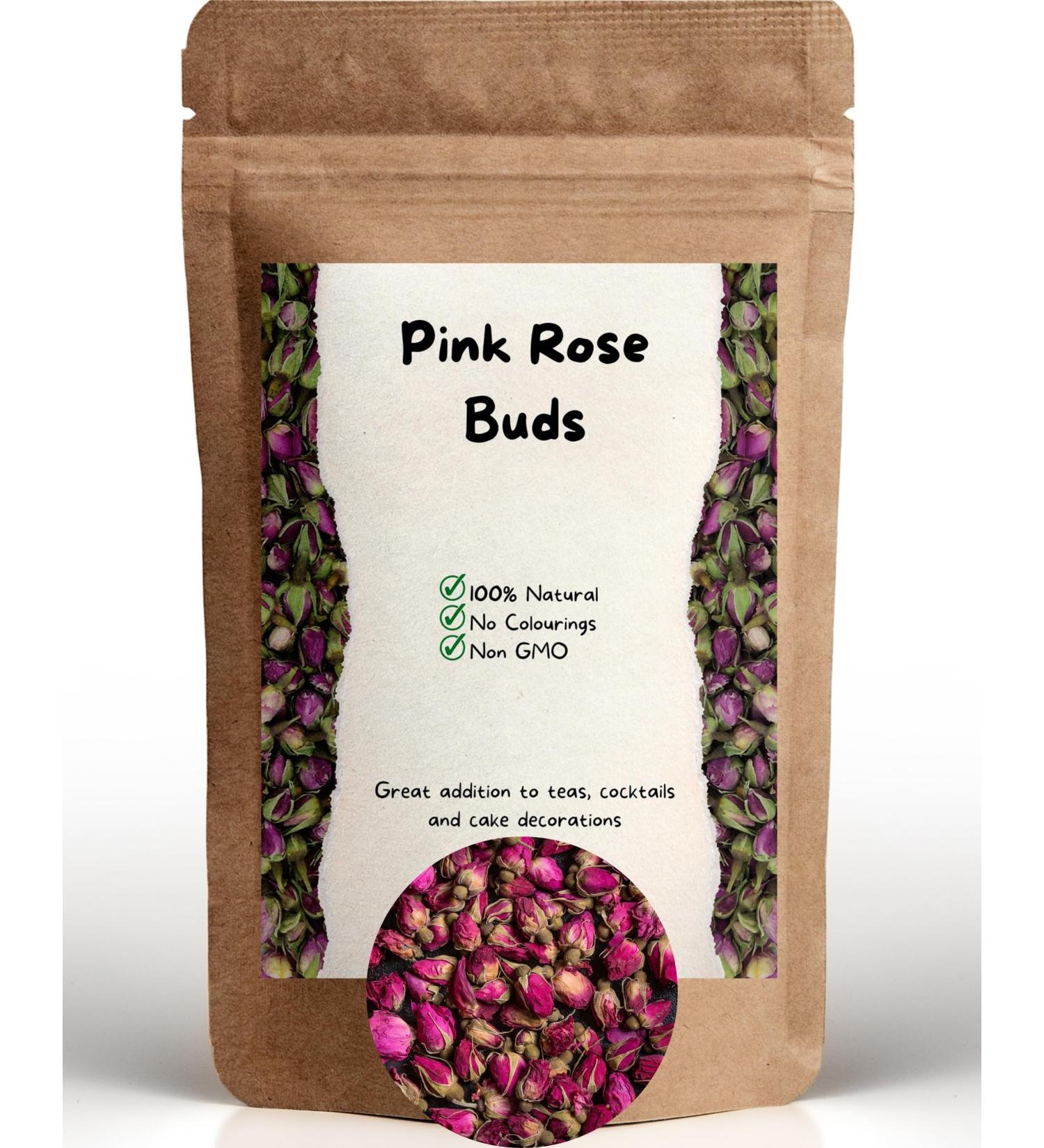 Pink Moroccan Rose Bud Tea - Edible Damask Rose Buds - Food Grade - 100 Grams / 3.5 Oz - Buy Online on GoSupps.com