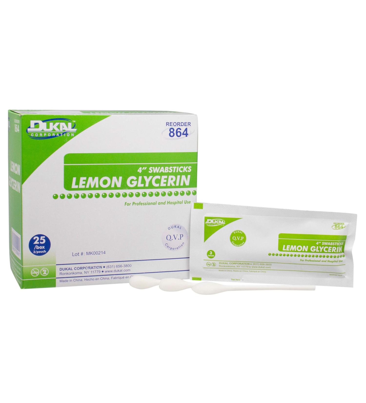 Dukal Lemon Glycerin Swabsticks 4 inch - Pack of 25 | Oral Care | Non-Sterile Medical Swabsticks | Lemon Flavored | Convenient Triples - Buy Online on GoSupps.com