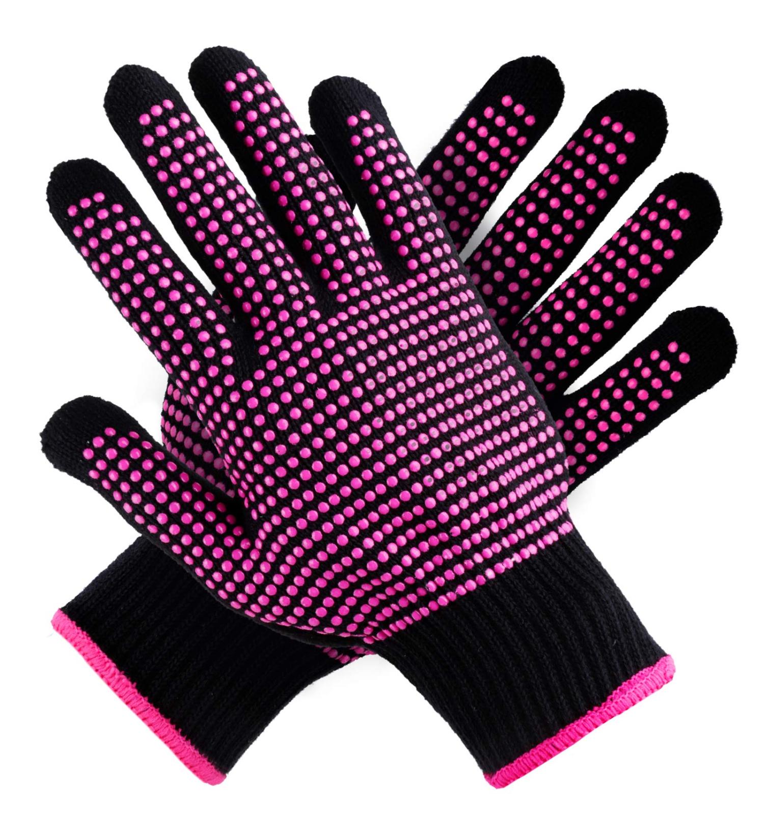 Teenitor Heat Resistant Gloves with Silicone Bumps - Professional Mitts for Hair Styling - Universal Fit Size - Rose Red - Buy Online on GoSupps.com