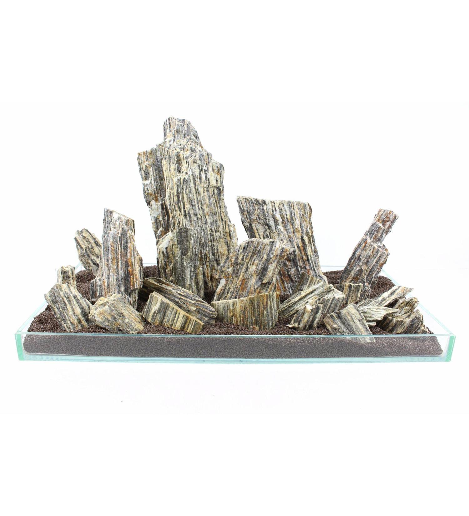 Wyskont Slate Stones - Natural Aquarium & Terrarium Decoration - 1kg Wooden Look Stones & Cave - Premium Aquascaping Accessories - Buy Online on GoSupps.com