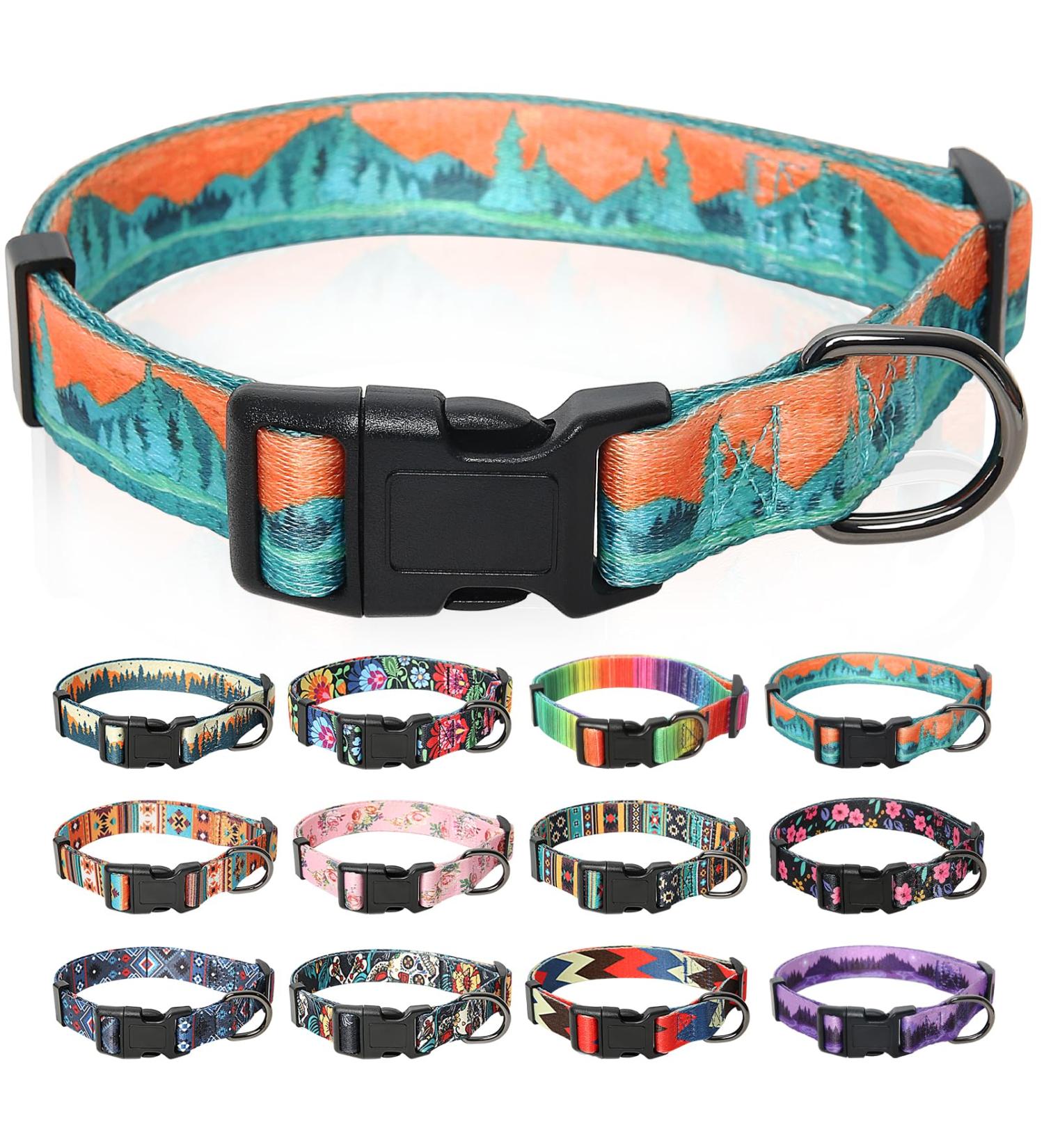 Heele Patterned Dog Collar - Adjustable & Comfortable for Small Medium & Large Dogs | Robust Wilderness Design (25-38cm) - Buy Online on GoSupps.com
