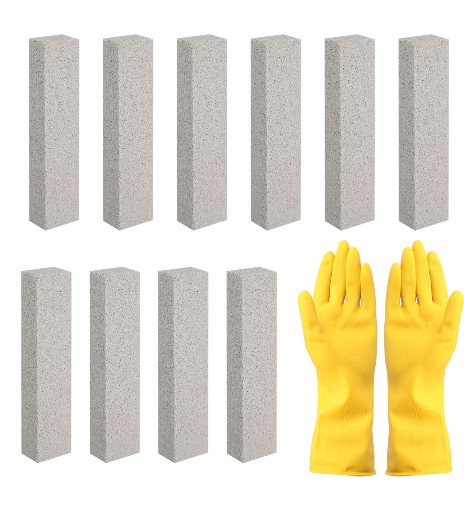 8-Piece Pumice Stone Cleaning Kit - Toilet Sink Shower & Grill Cleaner with Gloves | Urine & Stubborn Stain Remover - Buy Online on GoSupps.com