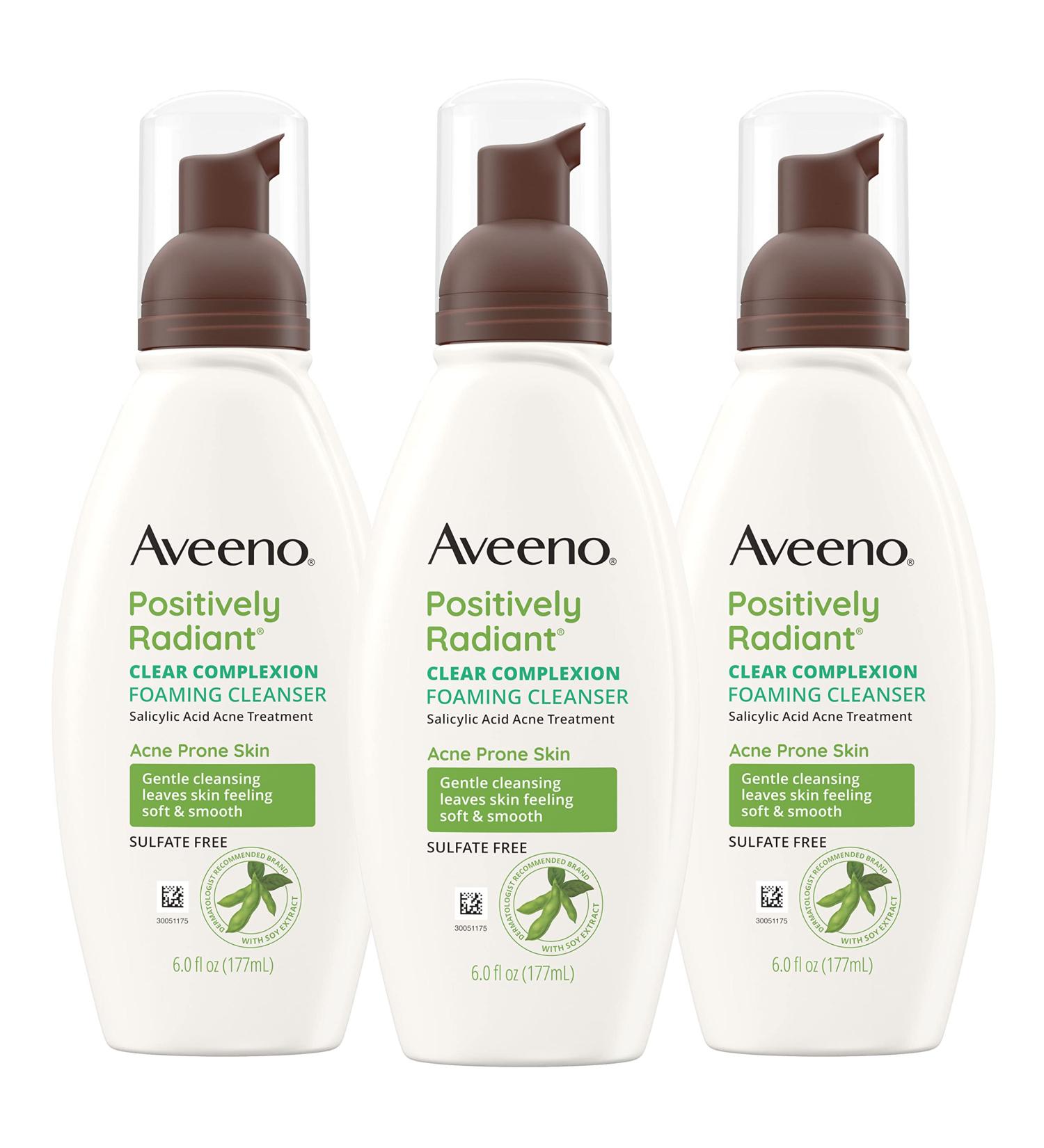 Aveeno Clear Complexion Foaming Facial Cleanser with Salicylic Acid - Pack of 3 | For Acne-Prone Skin | Sulfate-Free & Hypoallergenic - Buy Online on GoSupps.com