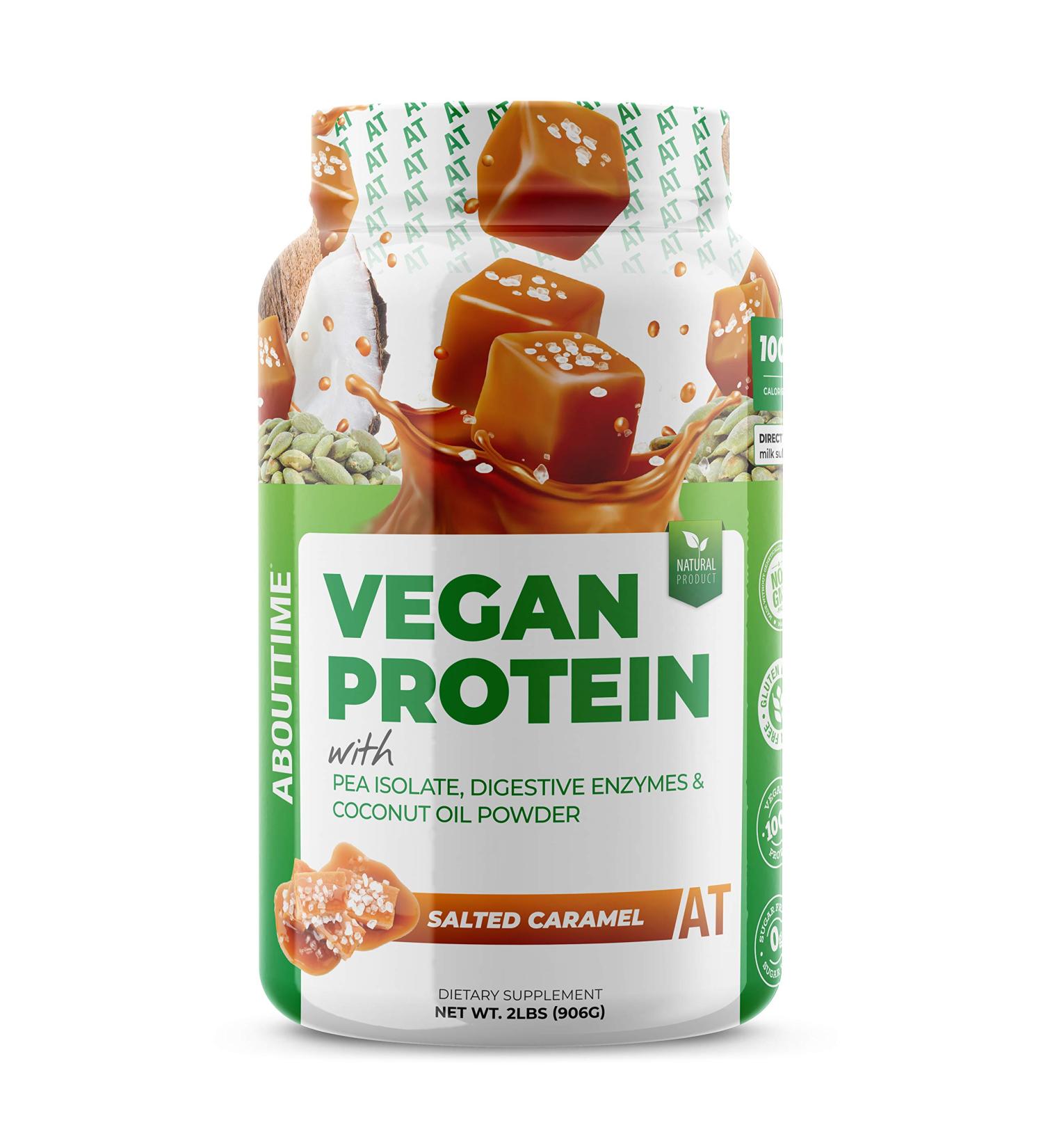 Buy About Time Vegan Protein Supplement - Salted Caramel Flavor 2 Pound | Best Plant-Based Protein for International Shipping - Buy Online on GoSupps.com