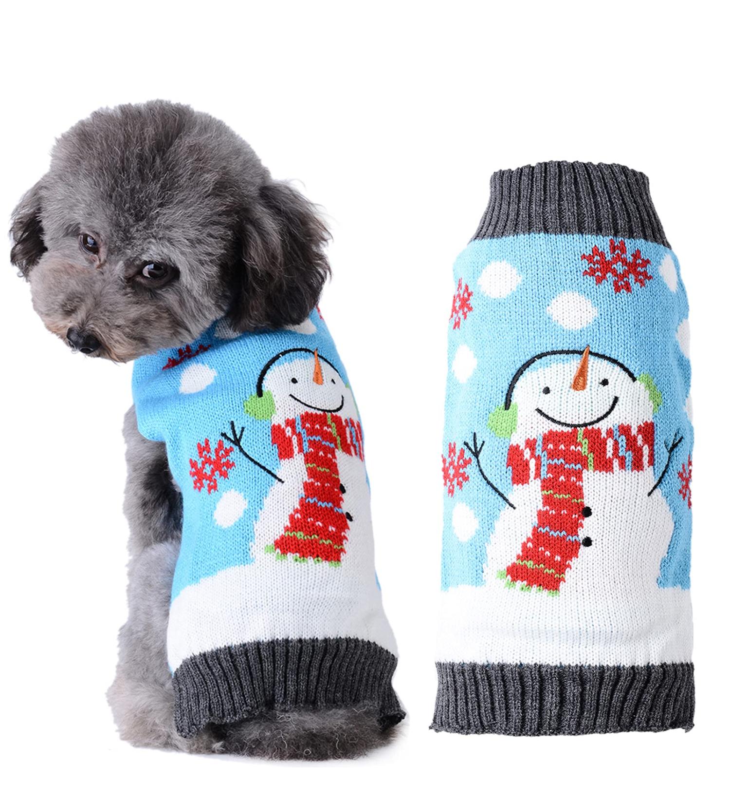 Hrttsy Christmas Dog Sweater - Winter Warm Pullover for Small & Medium Dogs | Cozy Snowman Pet Costume - Buy Online on GoSupps.com
