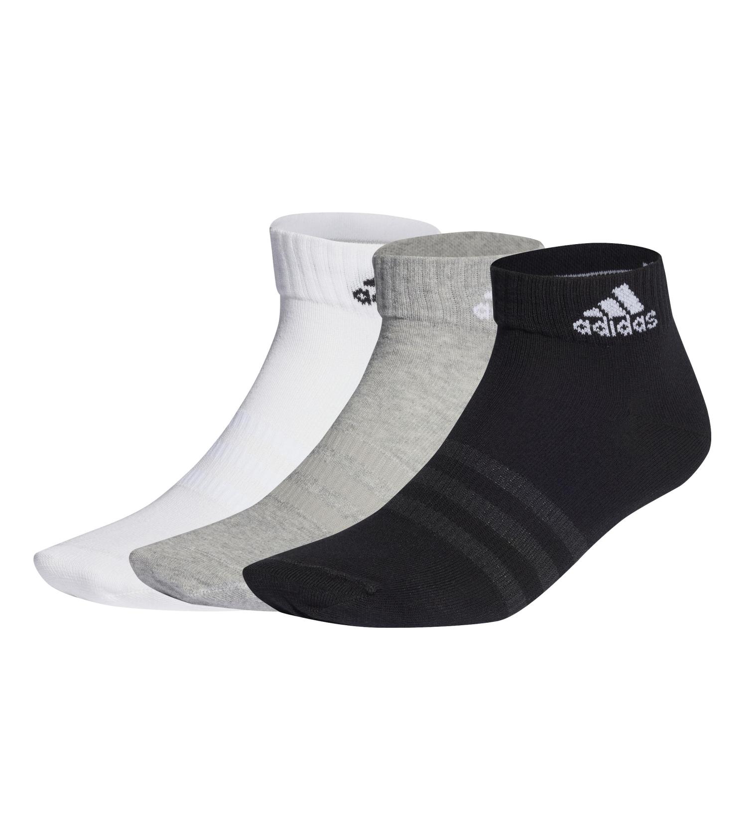 adidas Unisex Thin And Light Ankle Socks 3 Pairs Ankle Socks XL Medium Grey Heather/White/Black
