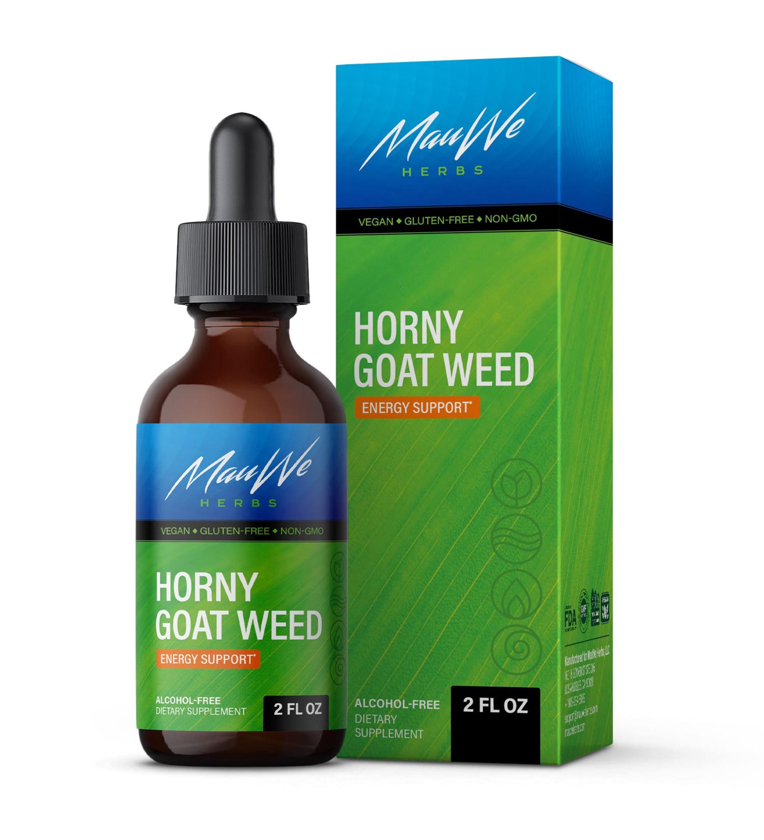 MAUWE HERBS Horny Goat Weed Extract Drops - Organic Epimedium Tincture for Men & Women - 2 fl oz Liquid Supplement - Vegan Formula - Buy Online on GoSupps.com