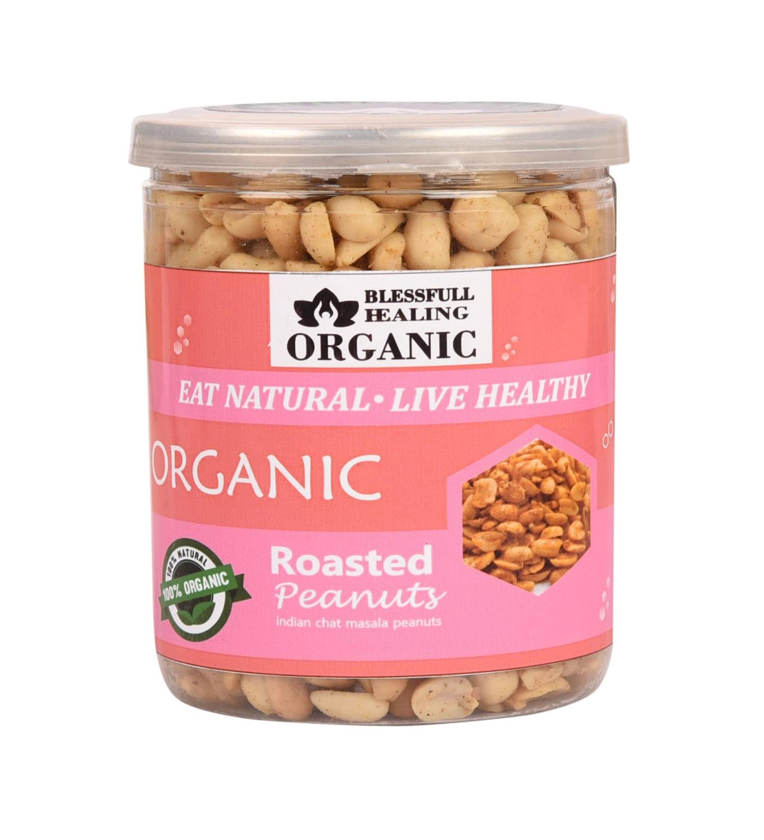 Blessfull Healing Organic Natural Vegan Indian Chat Masala Roasted Peanuts Crunchy Healthy Snacks 300 Gram - Buy Online on GoSupps.com