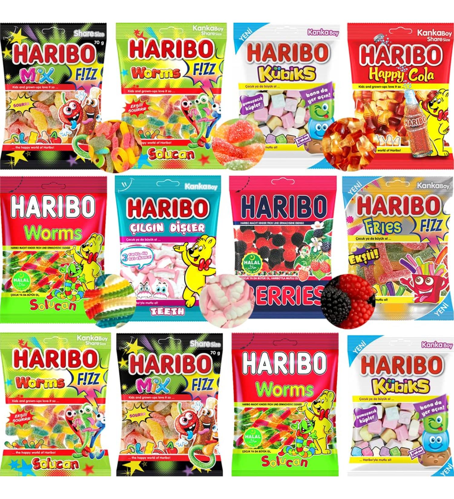 Halal Sweets Bag - Fizzy Mix Fizzy Worms Happy Cola Bottles Berries Fizzy Fries - Random Sweets Bag (2 Bags) - Buy Online on GoSupps.com