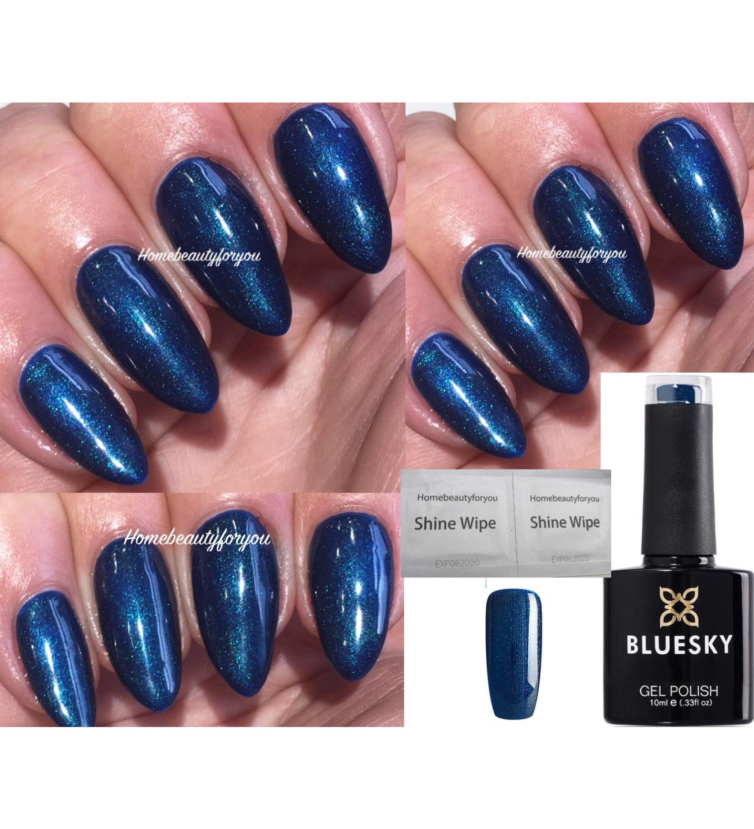 Bluesky Nail Gel Polish Blue Shimmer Peaclock Plume Contradictions 80603 UV LED Soak Off 10ml - Buy Online on GoSupps.com