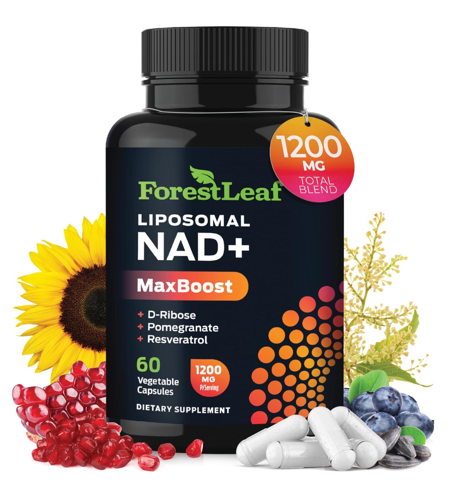 ForestLeaf NAD Resveratrol Capsules Liposomal NAD Supplement for Women and Men with D-Ribose and Pomegranate NAD+ for Energy Focus and Anti-Aging Support NMN Supplement Alternative (60 Caps) NAD+ Resveratrol 60 Count (P  - Buy Online on GoSupps.com