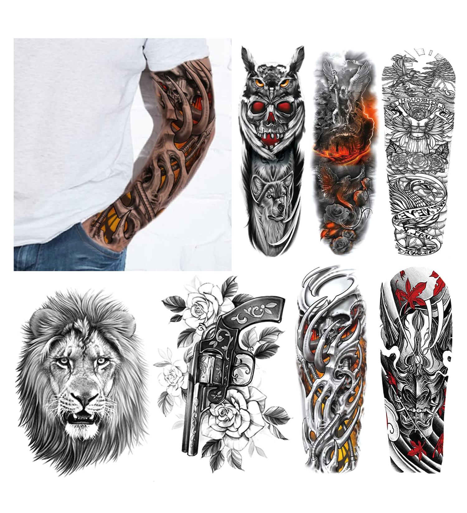Cerlaza Temporary Tattoos for Men - 10 Sheets | Fake Sleeves Full Arm Semi Permanent Waterproof Tattoos for Adults | Realistic and Long Lasting Tatuajes Temporales - Buy Online on GoSupps.com
