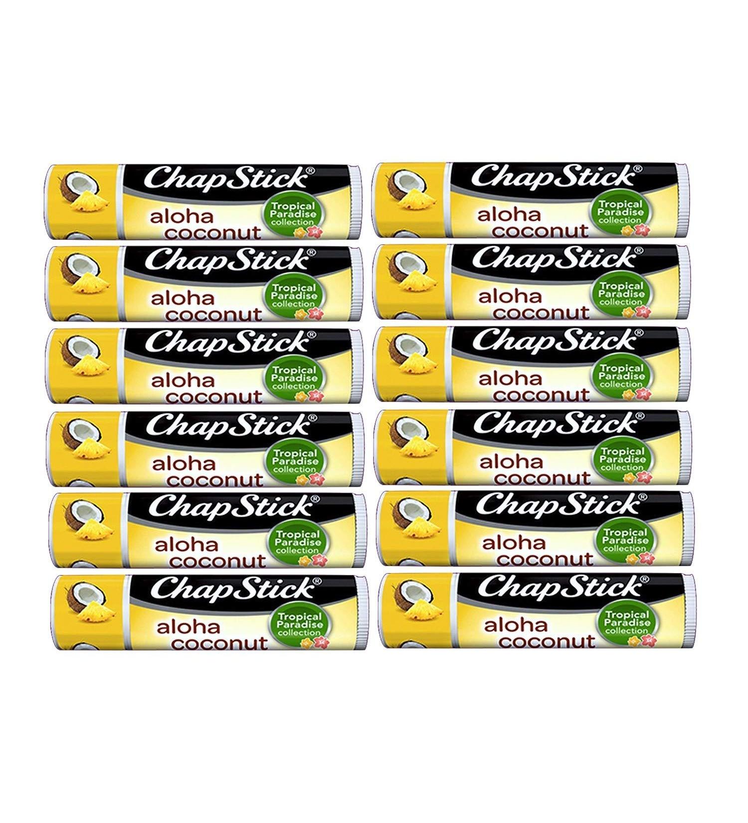 Chapstick Tropical Paradise Collection Aloha Coconut Lip Balm - 12 Pack, 0.15oz Tubes for Hydrated Lips - Buy Online on GoSupps.com