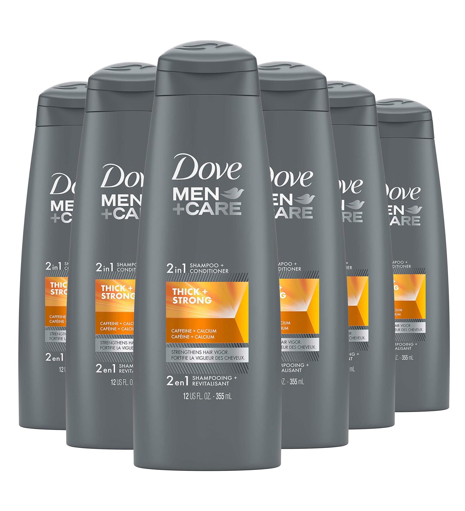 Dove Men+Care Fortifying 2 in 1 Shampoo + Conditioner for Thick & Strong Hair with Caffeine - 12 oz (Pack of 6) - Buy Online on GoSupps.com